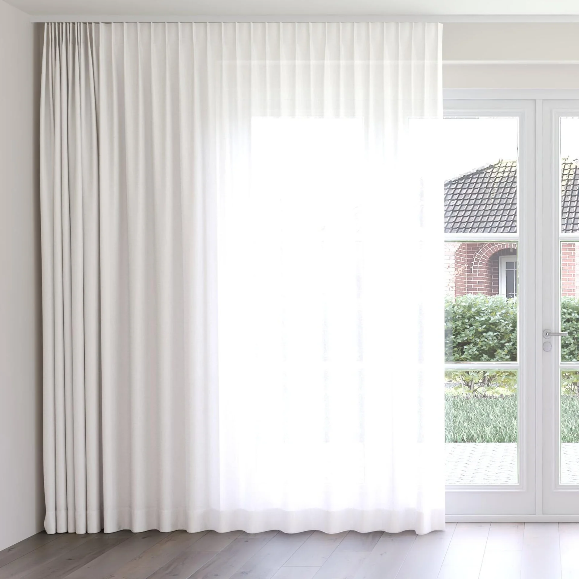 Front view of Kyoto Ricepaper, on curtain rail