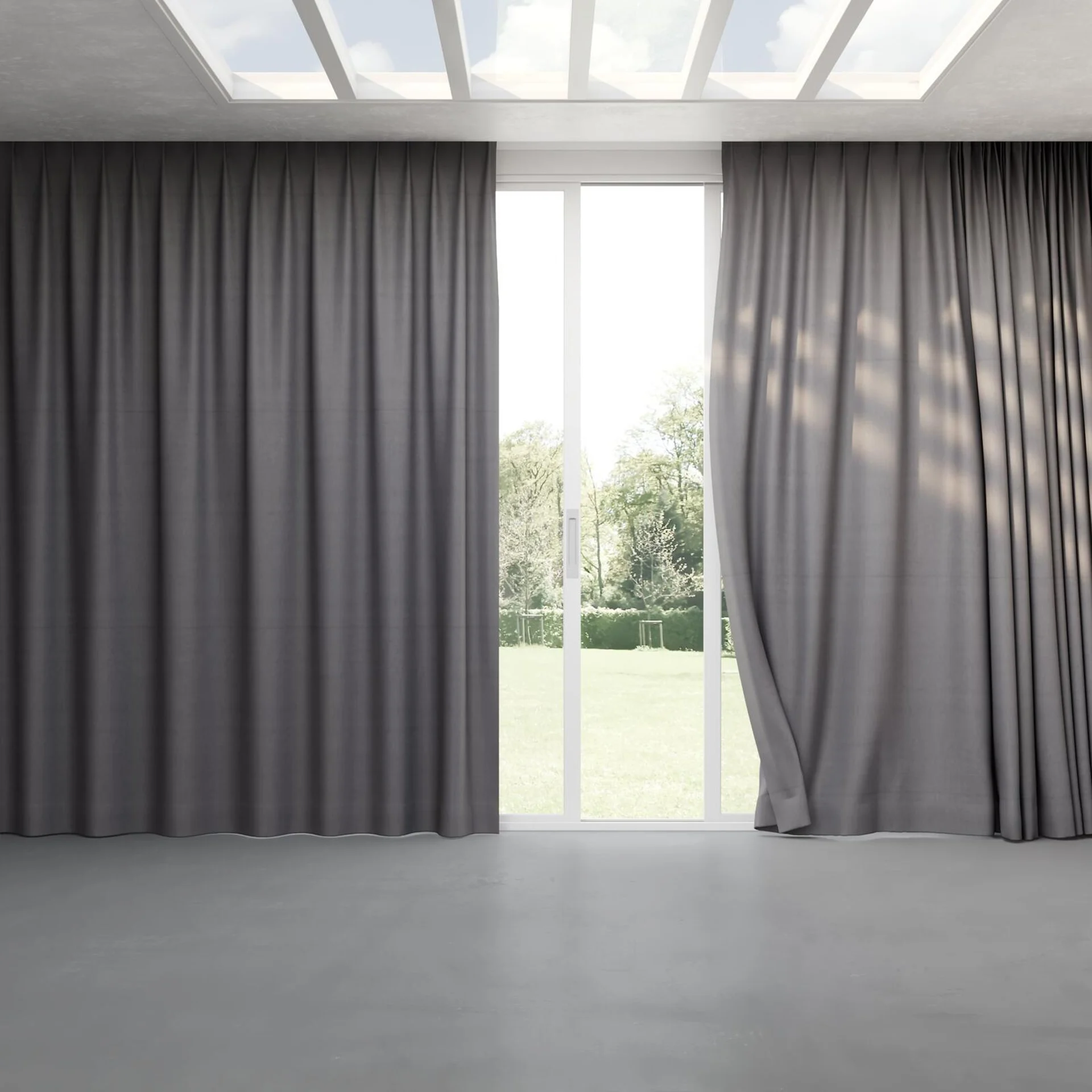 Full view of Warlock Aluminium, pinch pleat