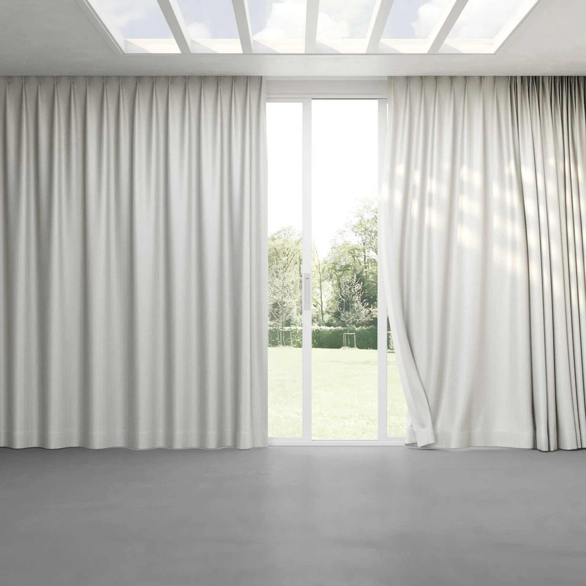 Full view of Leonardo Silver, pinch pleat