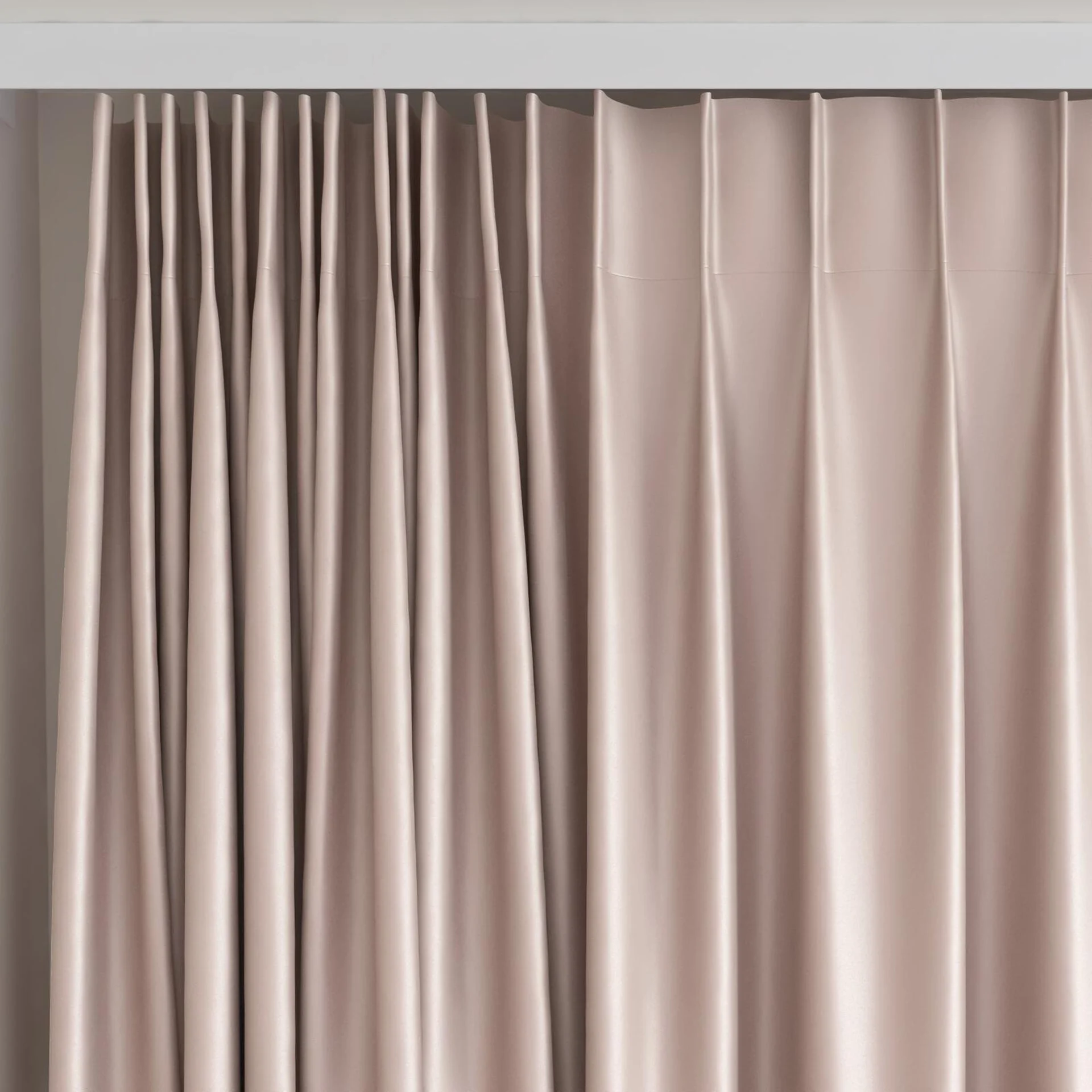 Top view of Sleek Blush, on curtain rail