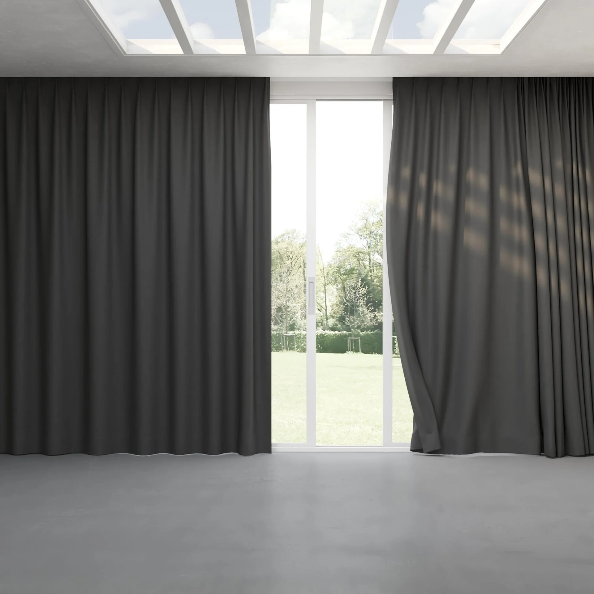 Full view of Element Charcoal, pinch pleat