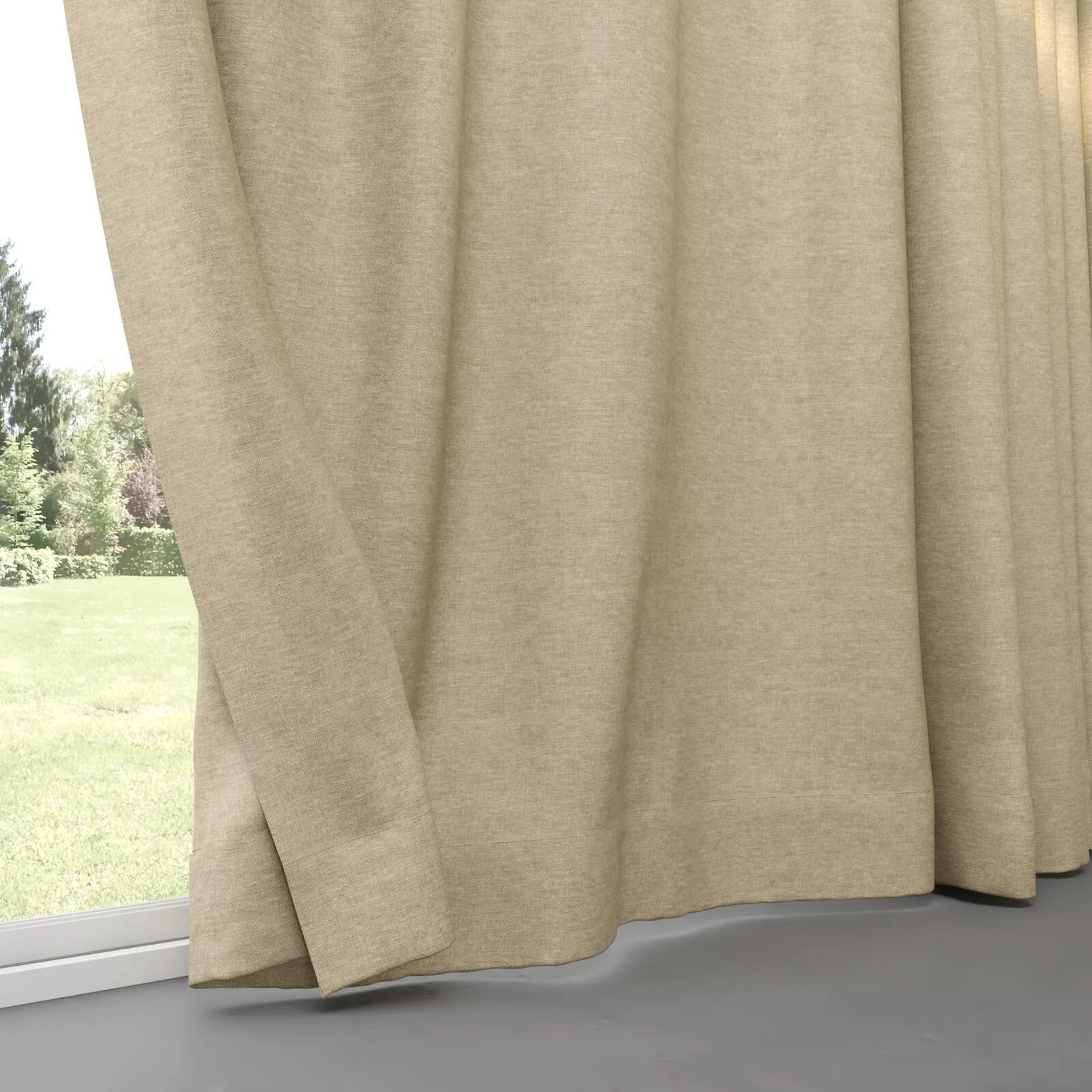 Bottom view of Colourwash Caramel, pinch pleat