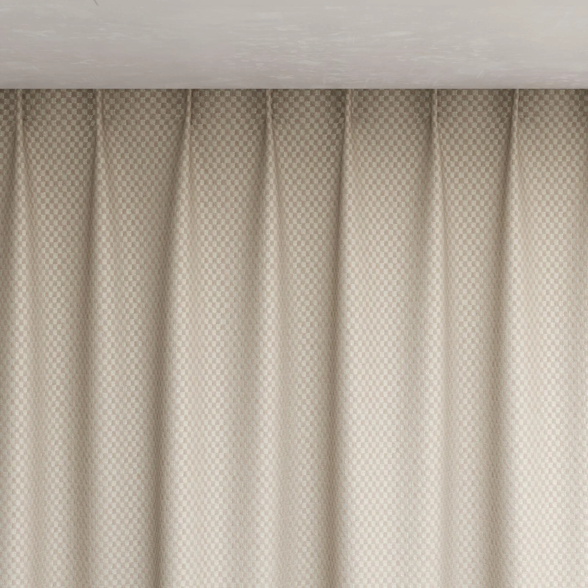 Top view of Manalapan Ecru, pinch pleat