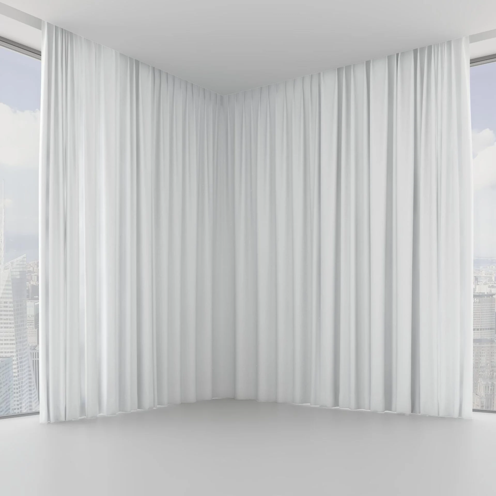 Front view of Retreat II Cotton, on hidden rail