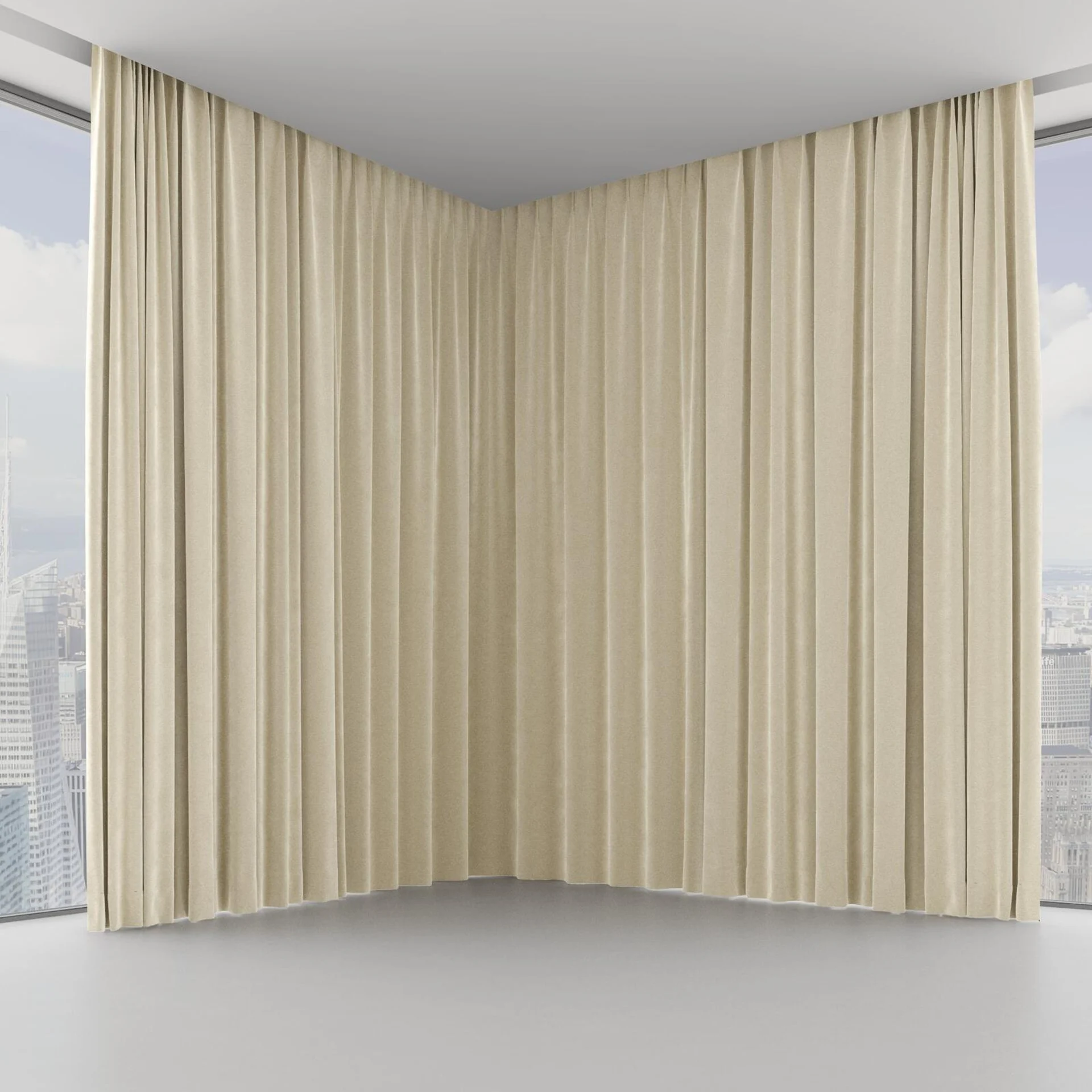 Front view of Geneva Linen, on hidden rail