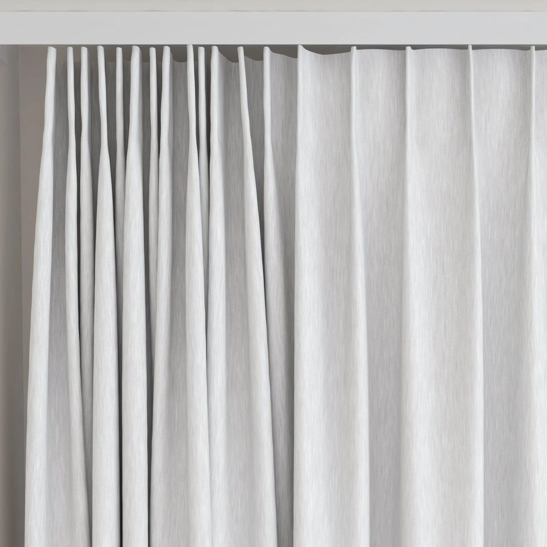 Top view of Tuxedo Cloud, on curtain rail