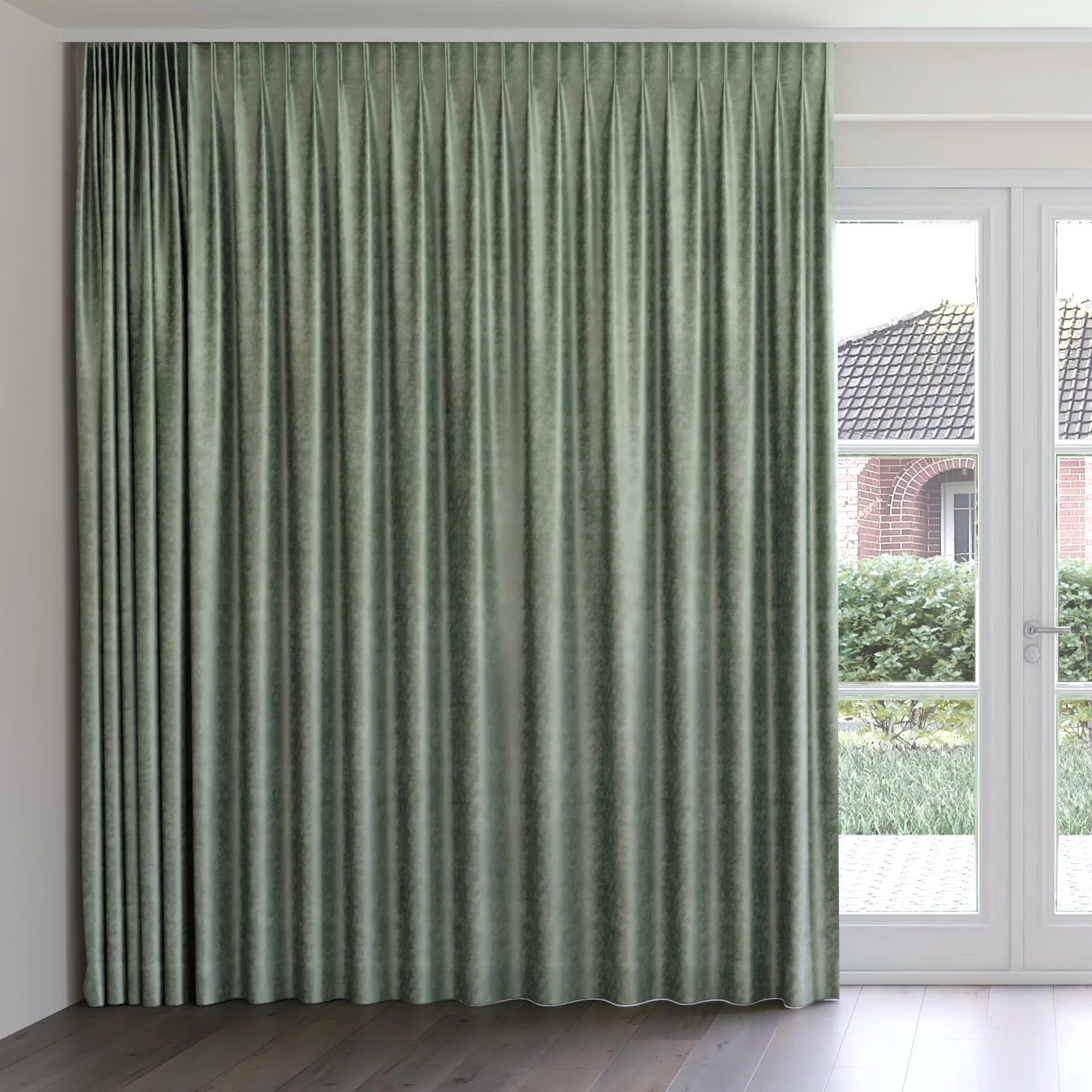 Front view of Fizz Laurel, on curtain rail