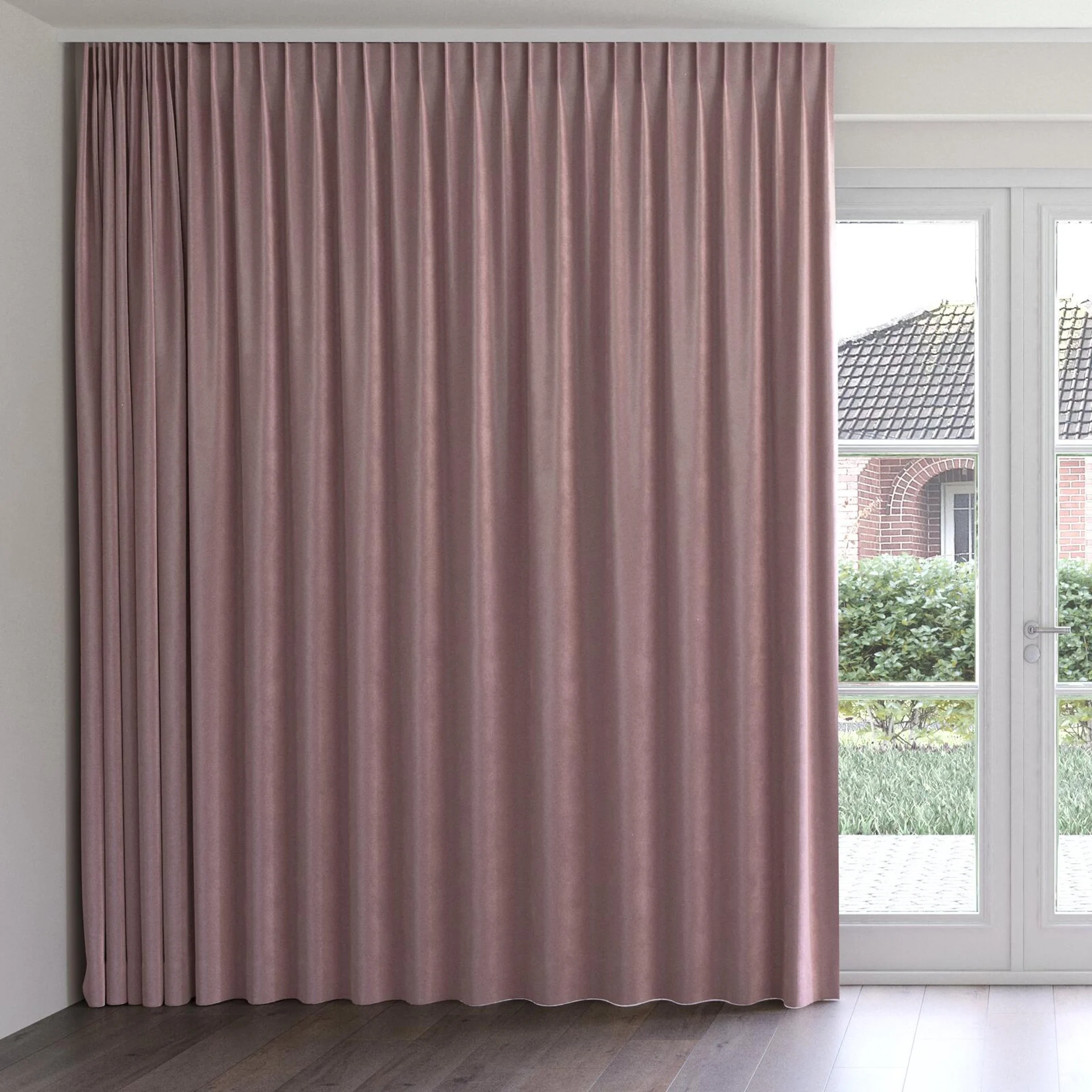 Front view of Velvelux Parma, on curtain rail