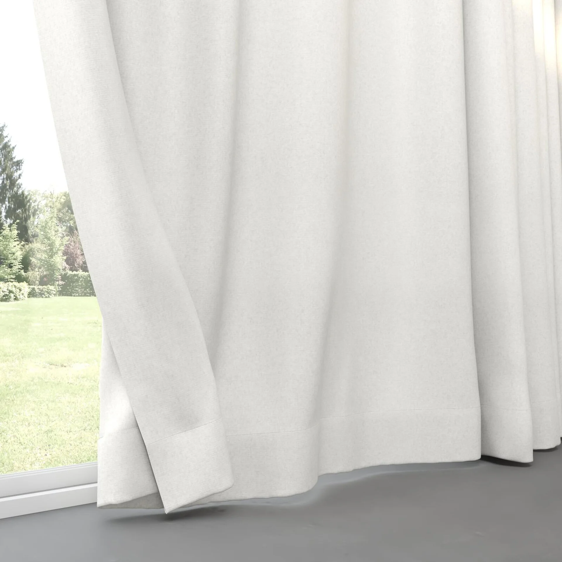 Bottom view of Liberate Ecru, pinch pleat