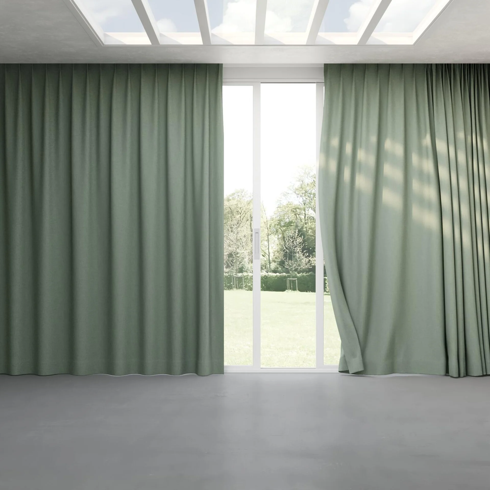 Full view of Mauritius Sage, pinch pleat