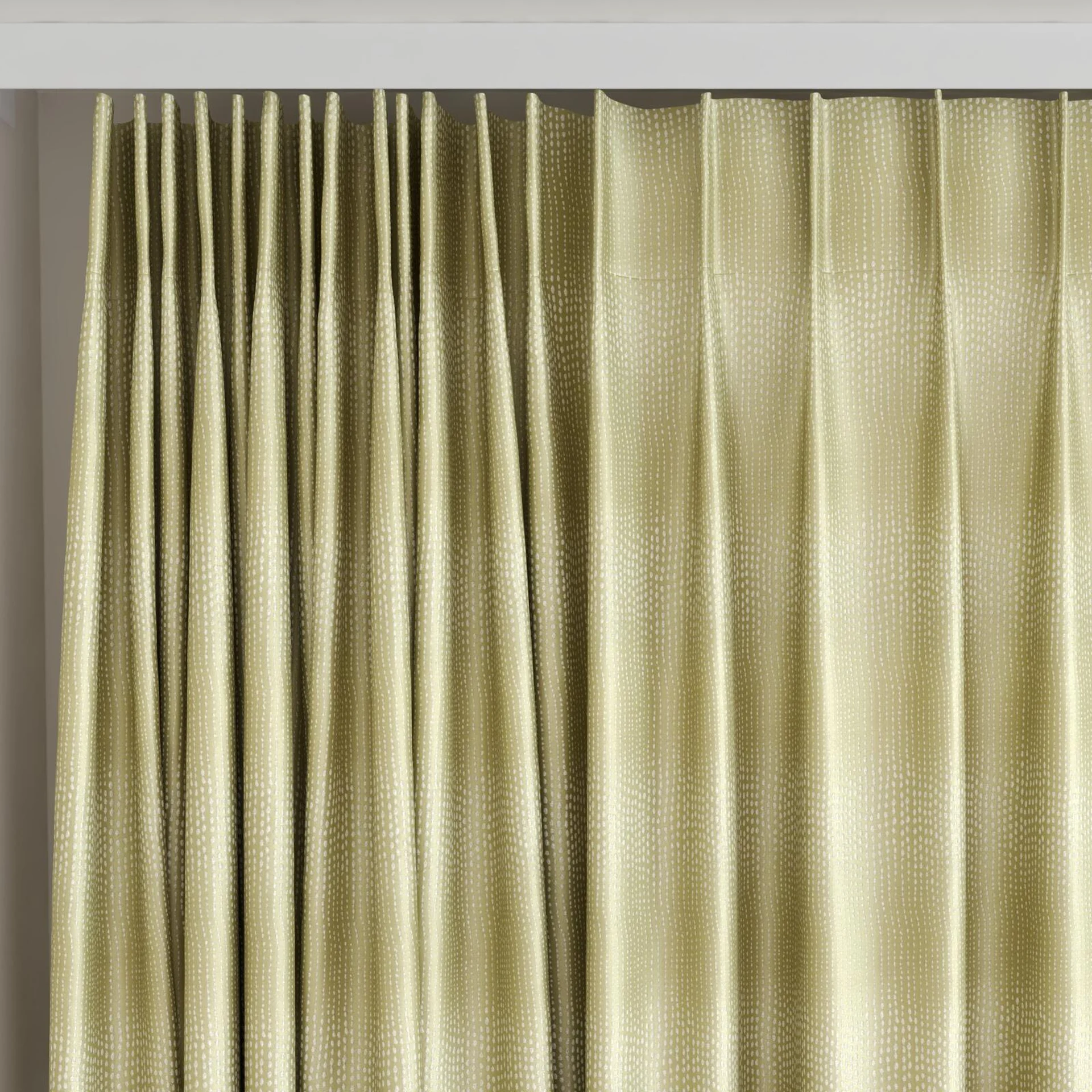 Top view of Glint Fern, on curtain rail