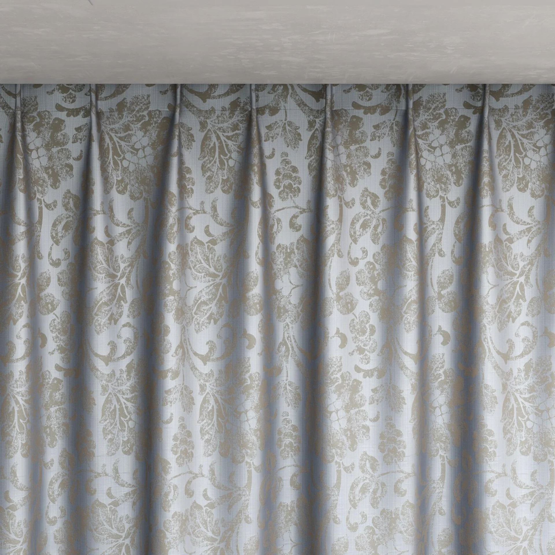 Top view of Florentine Ocean, pinch pleat
