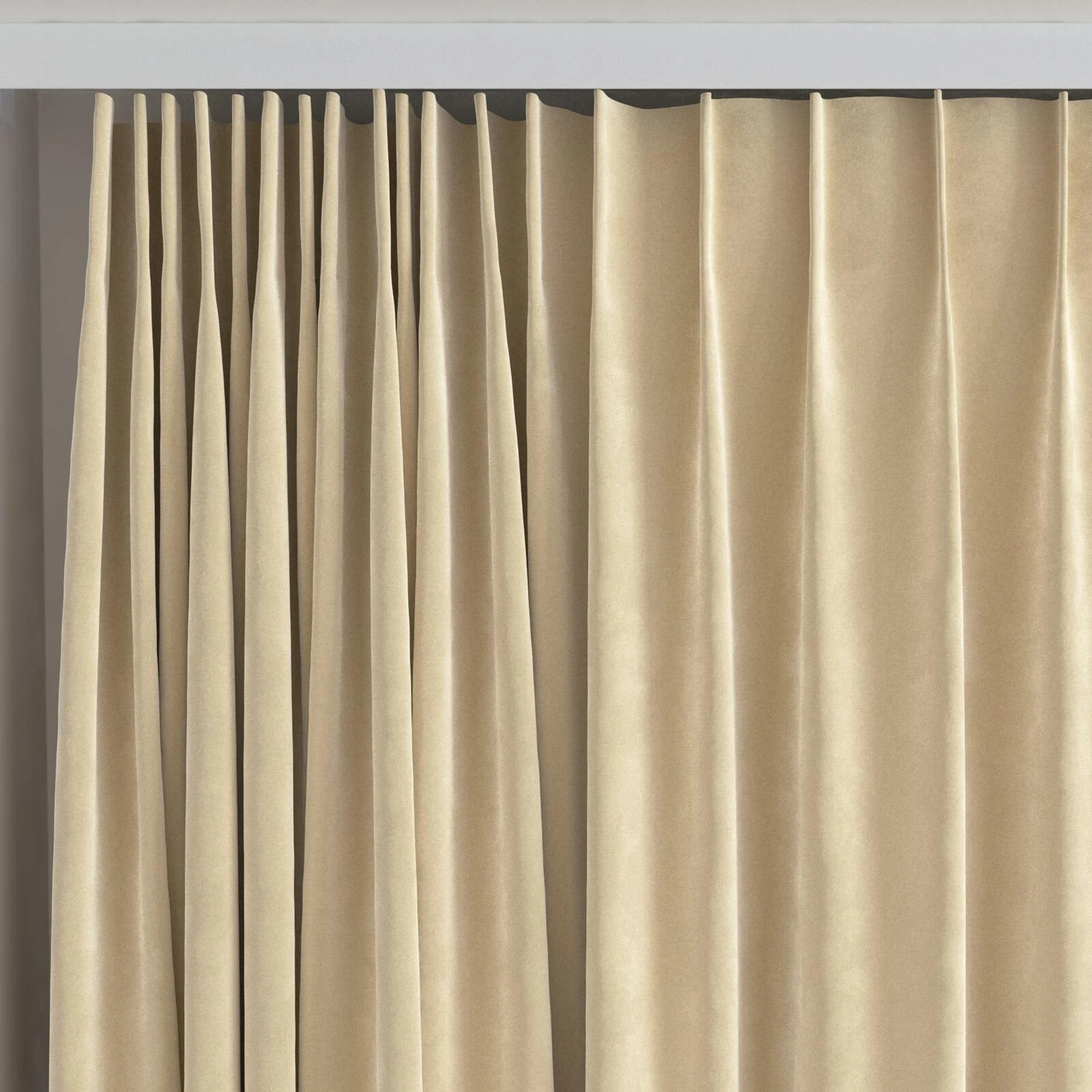 Top view of Lux Velvet Linen 8302, on curtain rail
