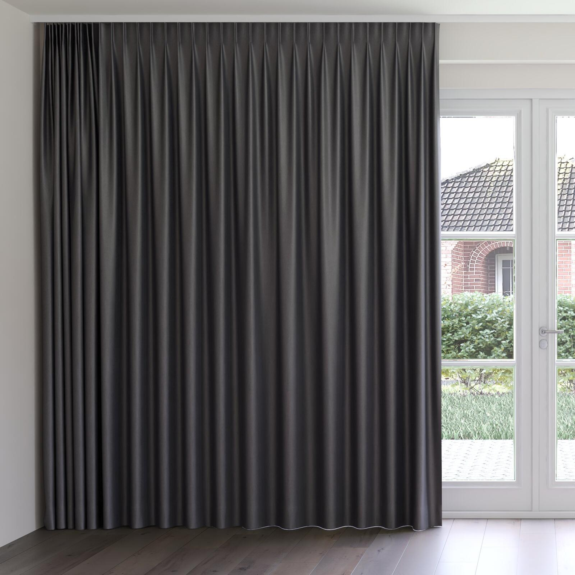 Front view of Matrix Anthracite, on curtain rail