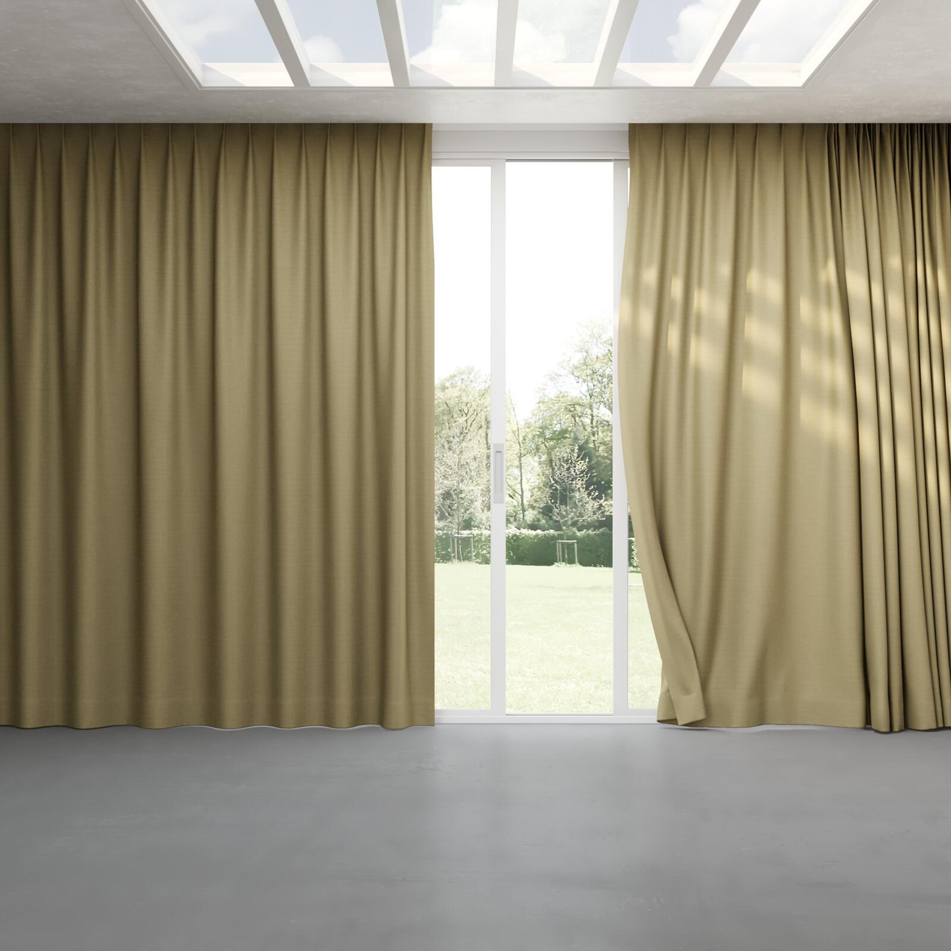 Full view of Linex Taupe, pinch pleat