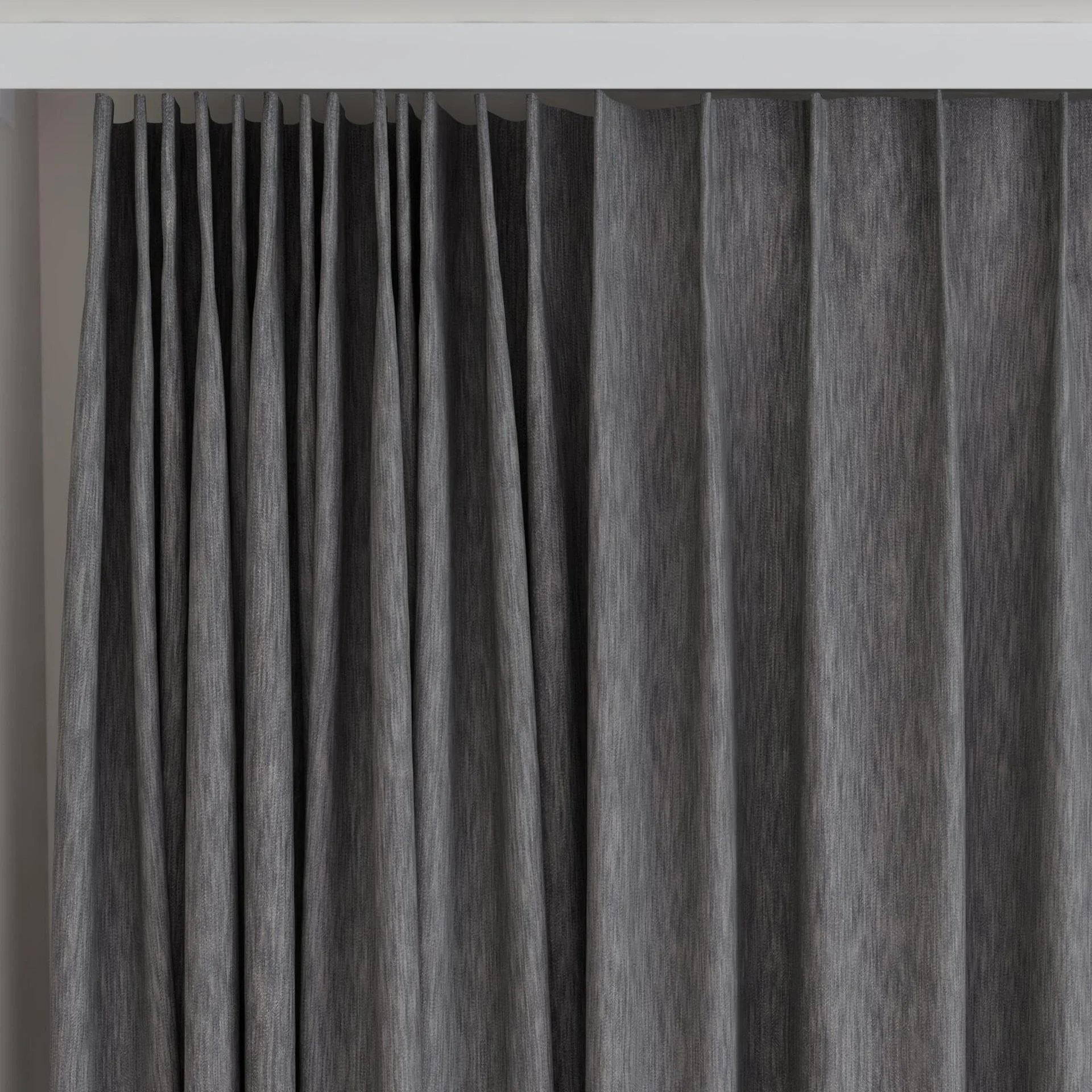 Top view of Tuxedo Shark, on curtain rail