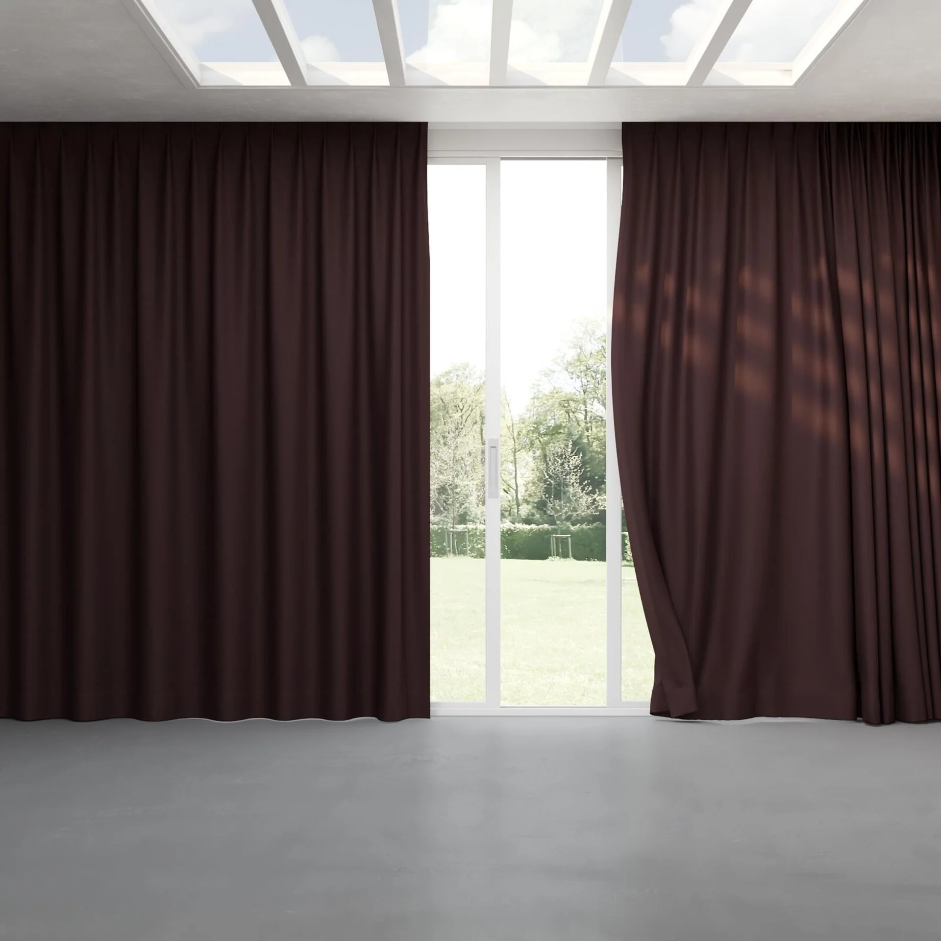 Full view of Eternal Plum, pinch pleat