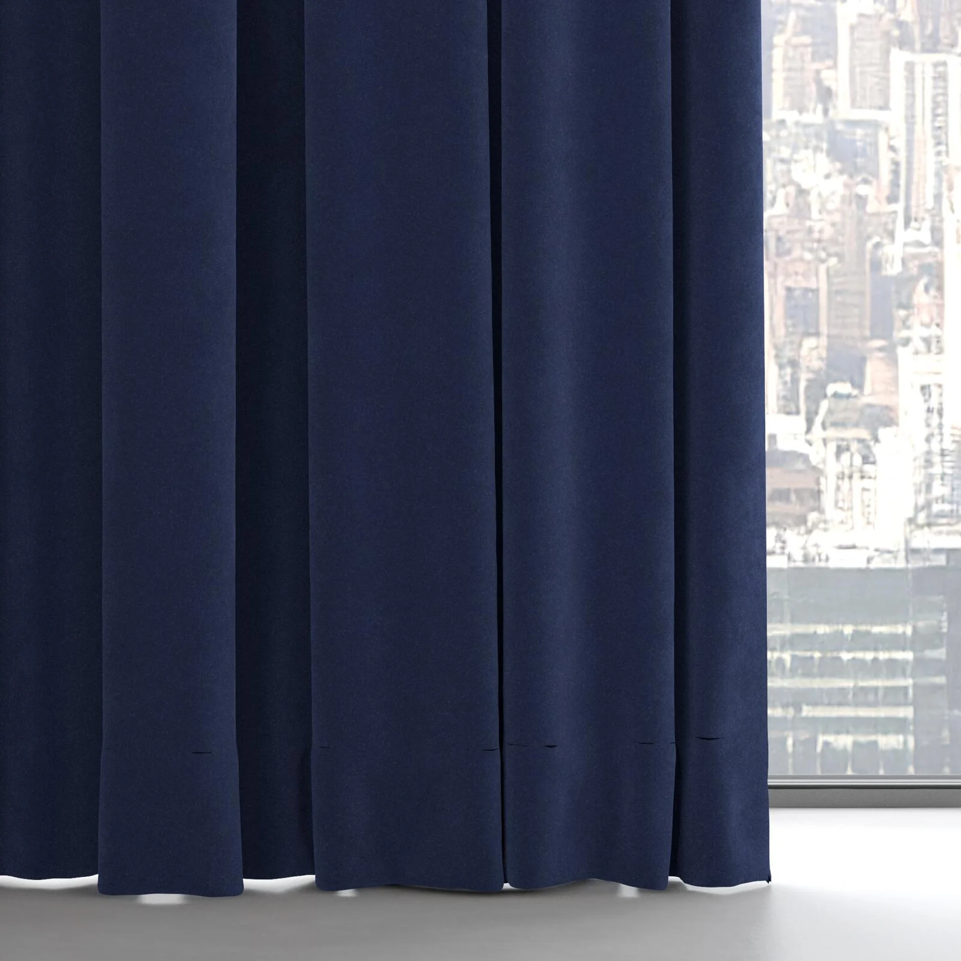 Bottom view of Lux Velvet Midnight 8818, on hidden rail