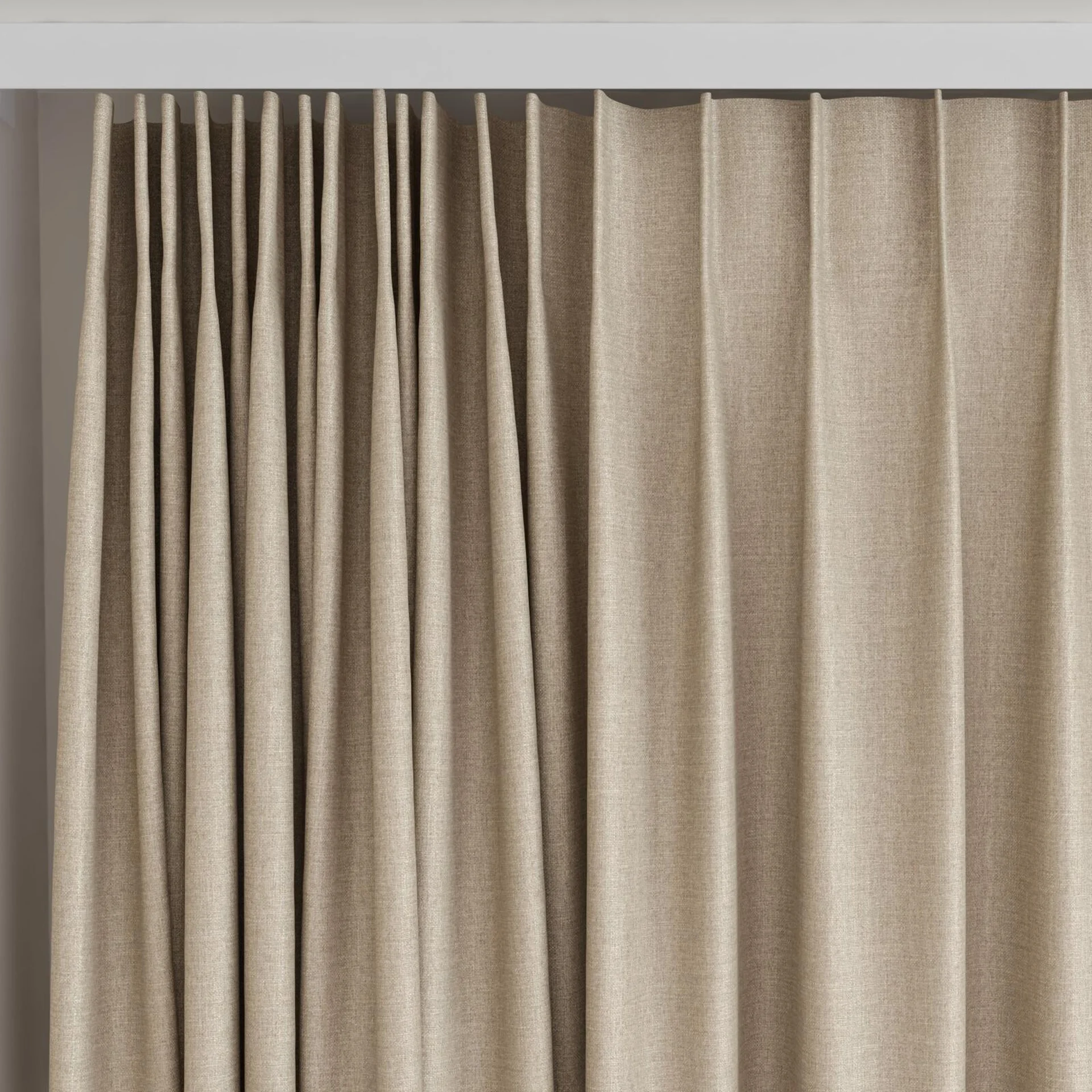 Top view of Frisco Seagrass, on curtain rail