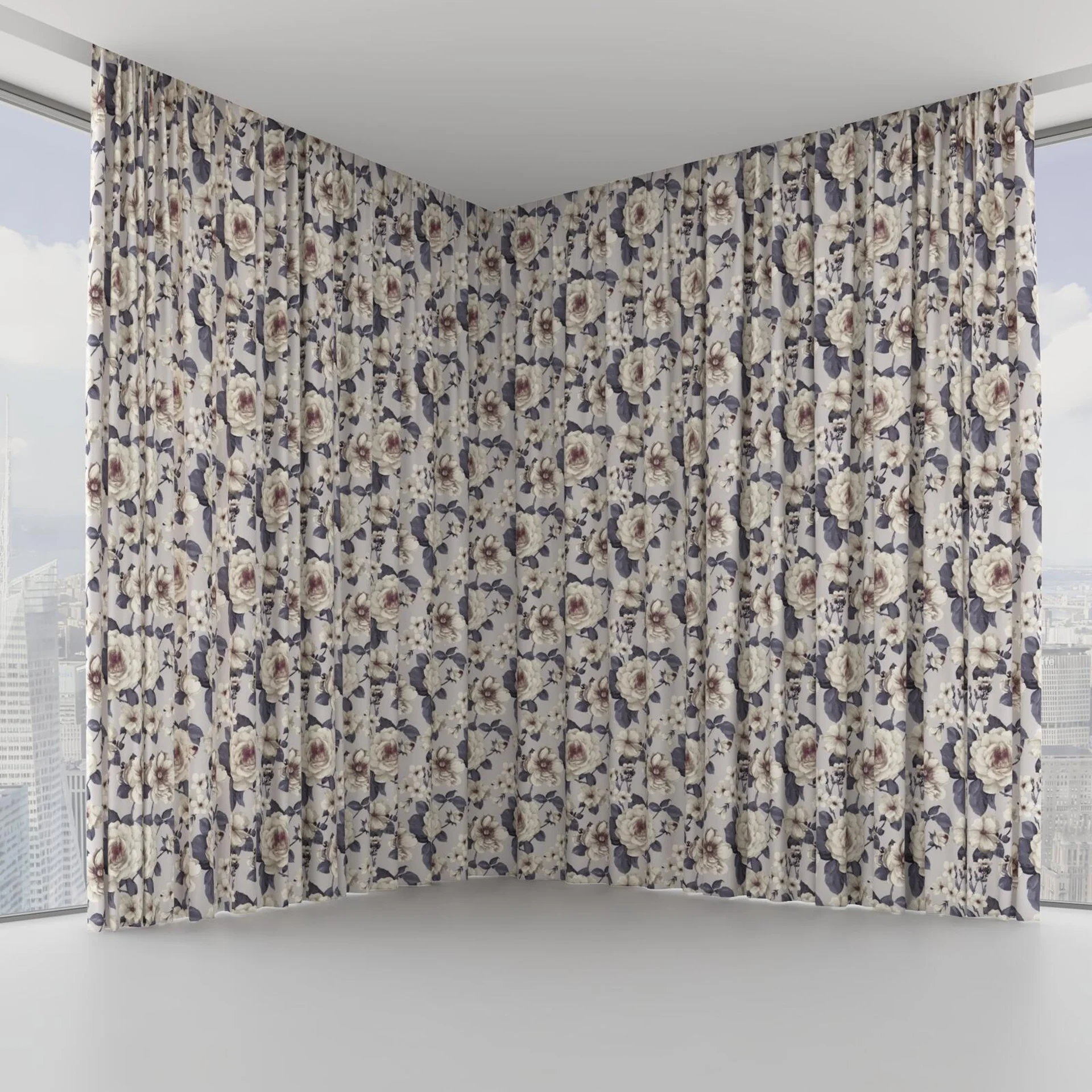 Front view of Miriam French Earl Grey, on hidden rail