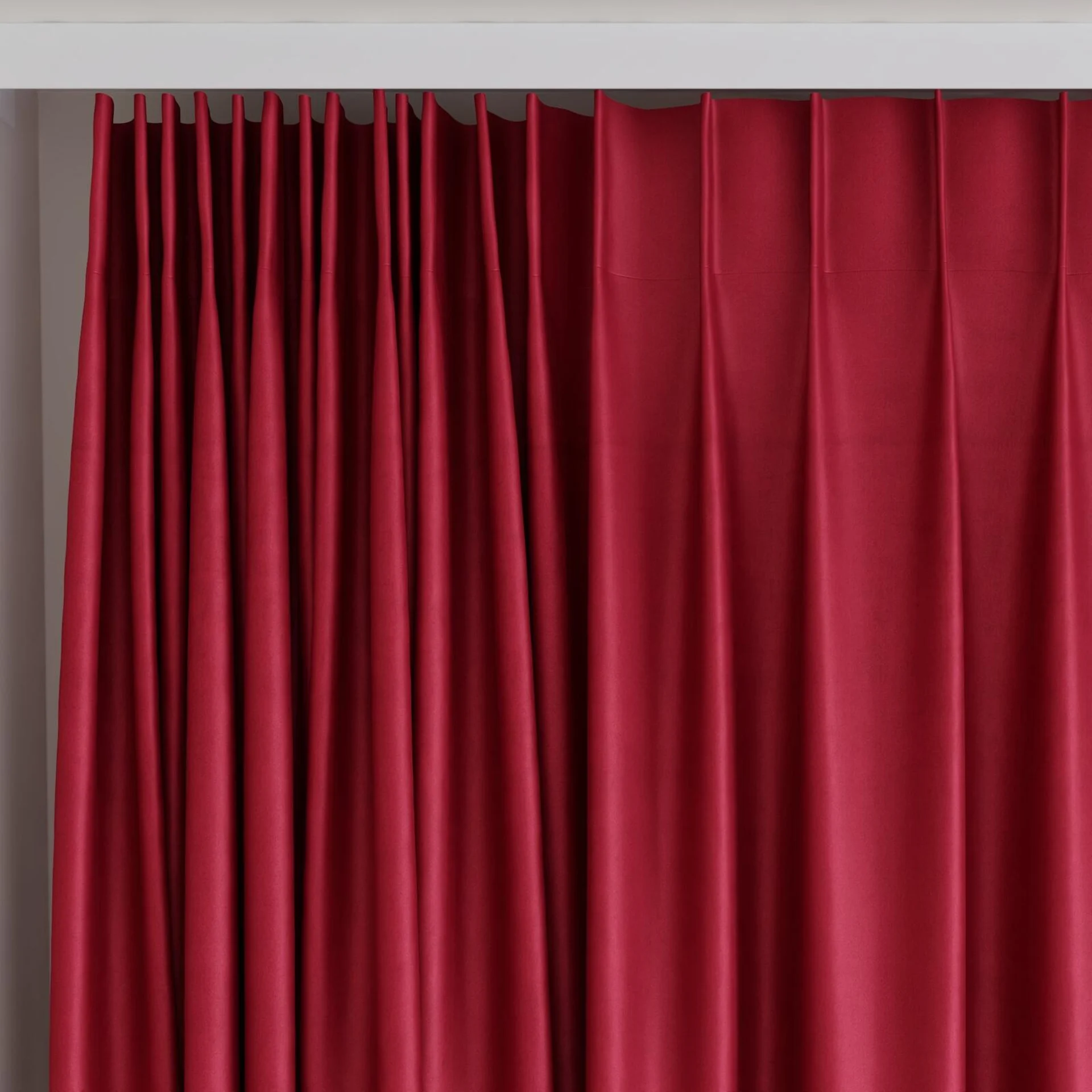 Top view of Warlock Raspberry, on curtain rail