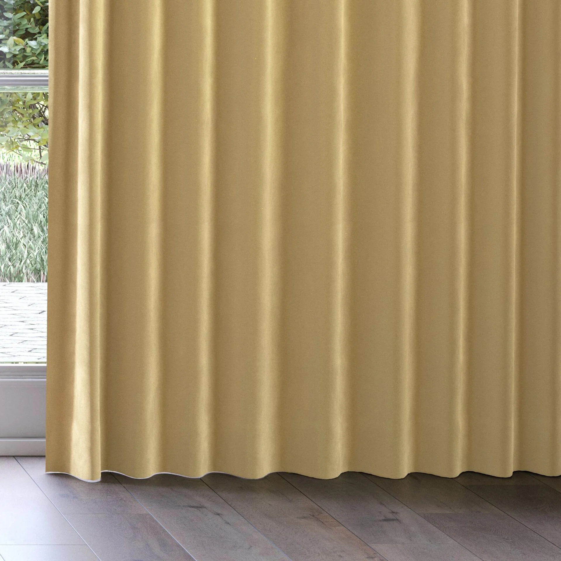 Bottom view of Verbier Camel, on curtain rail