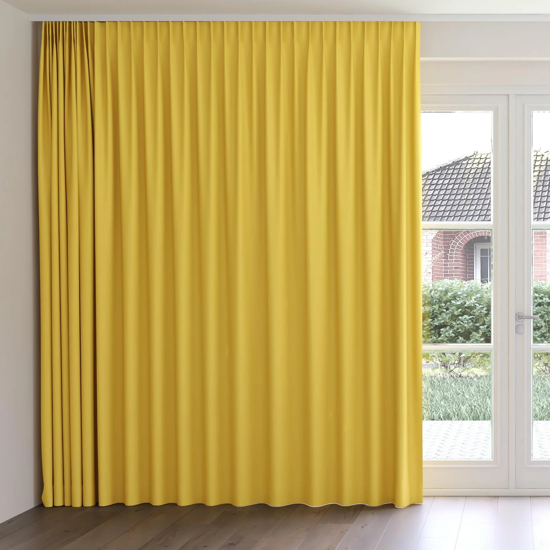Front view of Ultra Dim Sun, on curtain rail