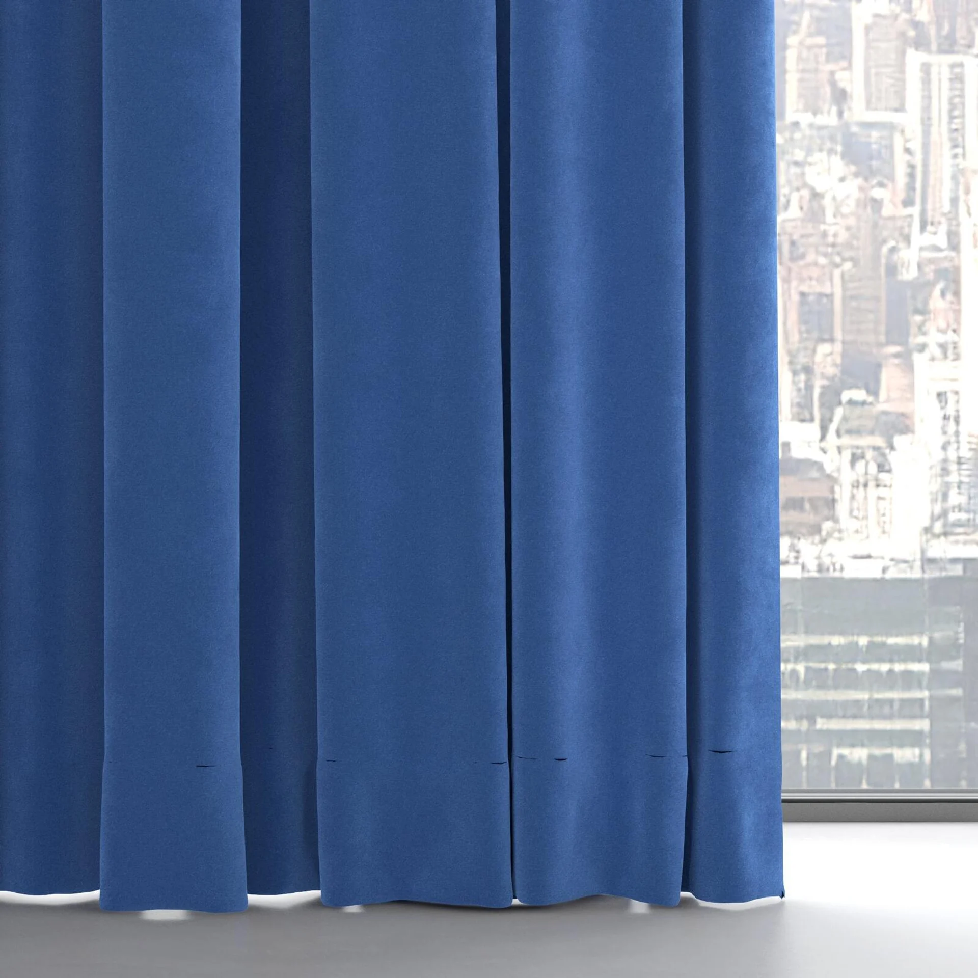Bottom view of Lux Velvet Blue 8807, on hidden rail