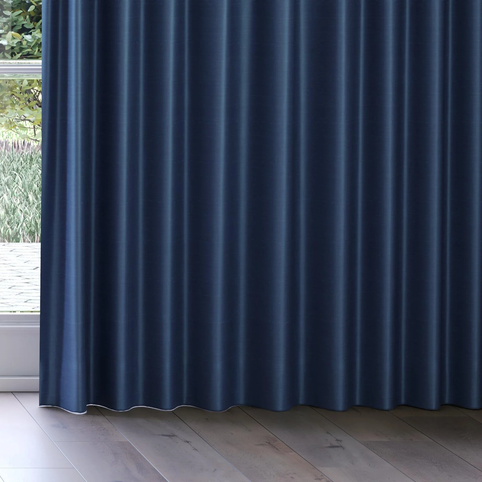 Bottom view of Silky Night, on curtain rail