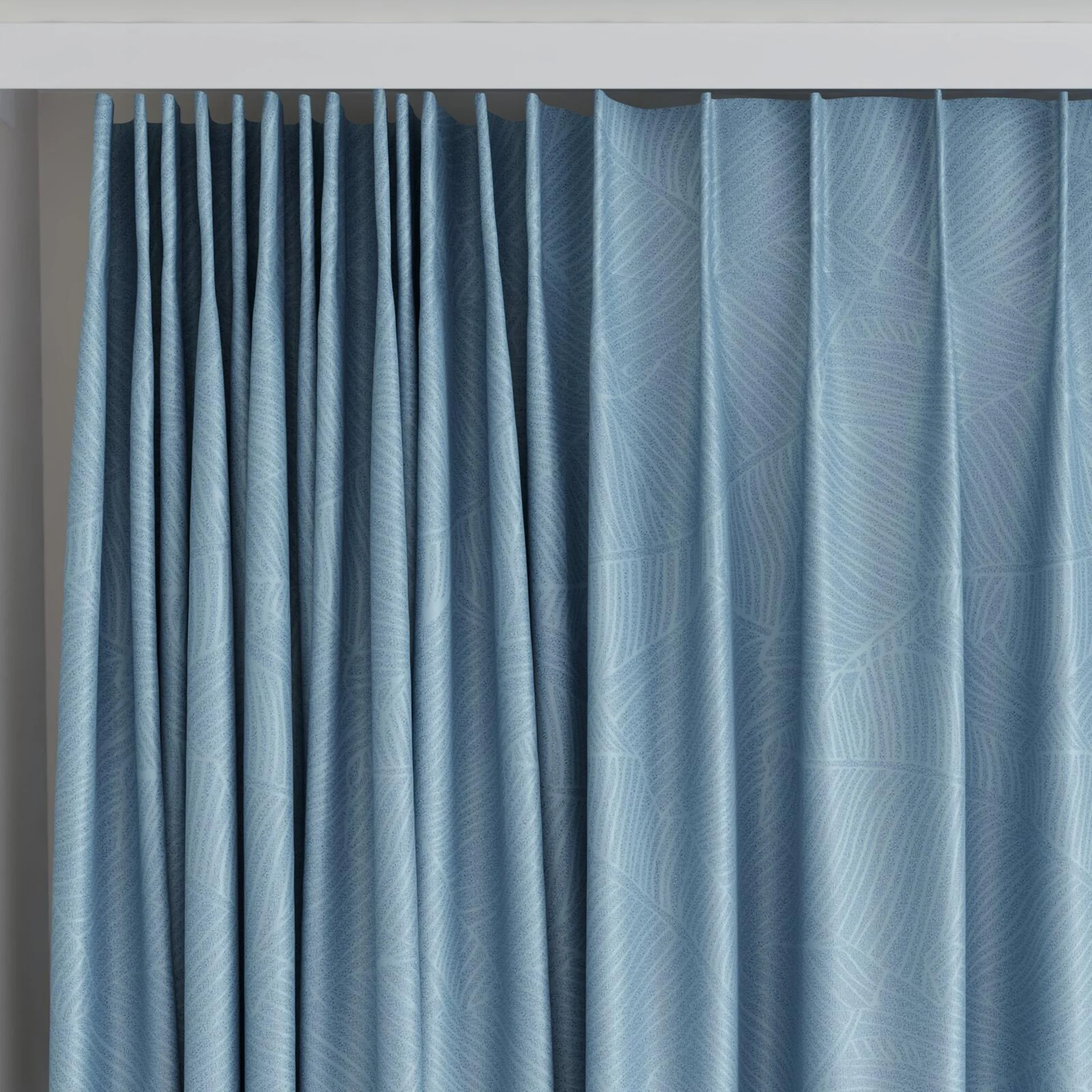 Top view of Umbra Denim, on curtain rail