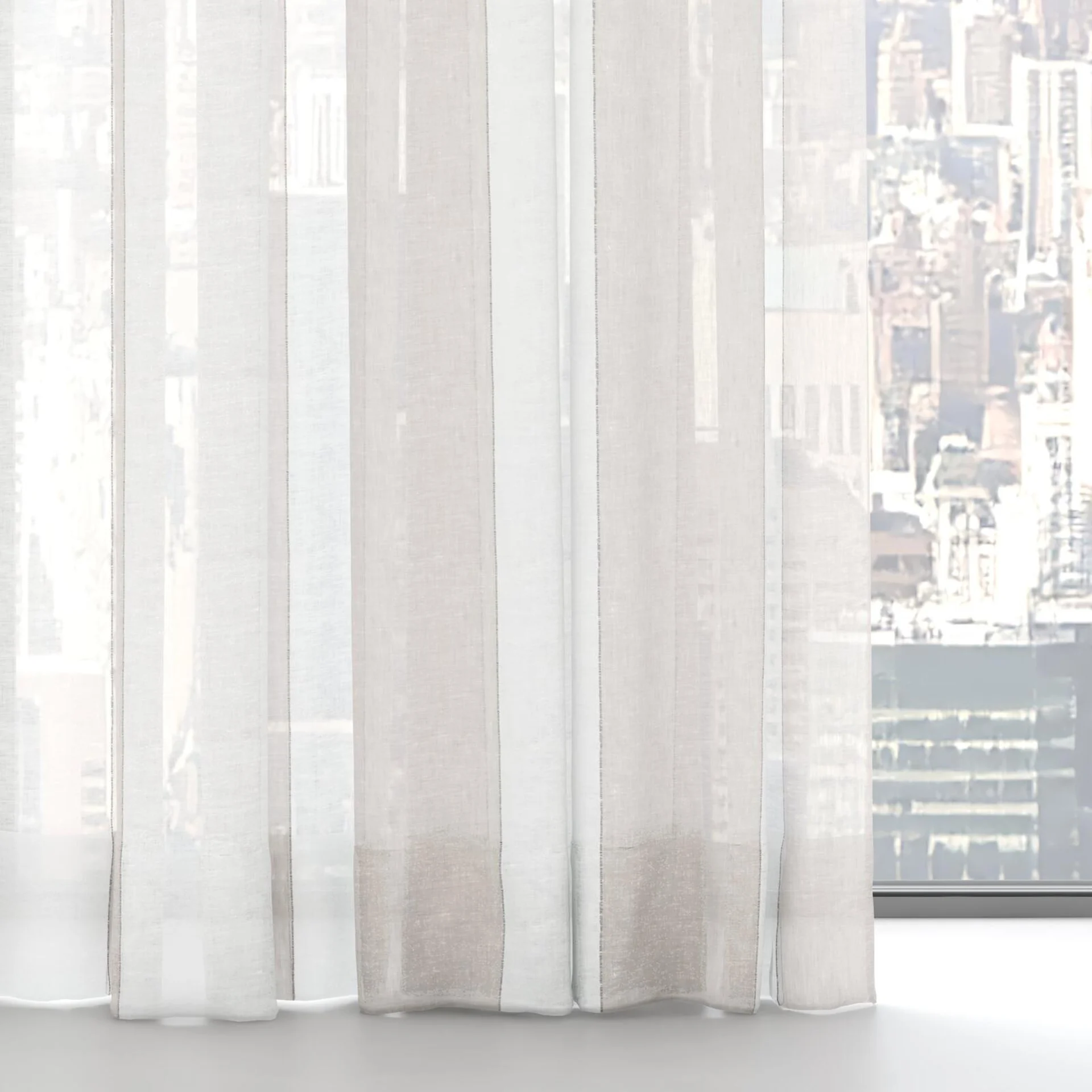 Bottom view of Kyoto Stripe Linen, on hidden rail
