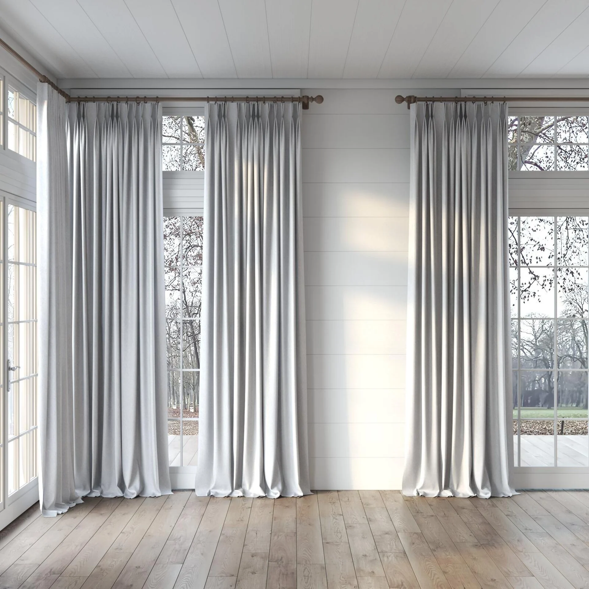 Full view of Liberate Stone, puddled, on curtain rod