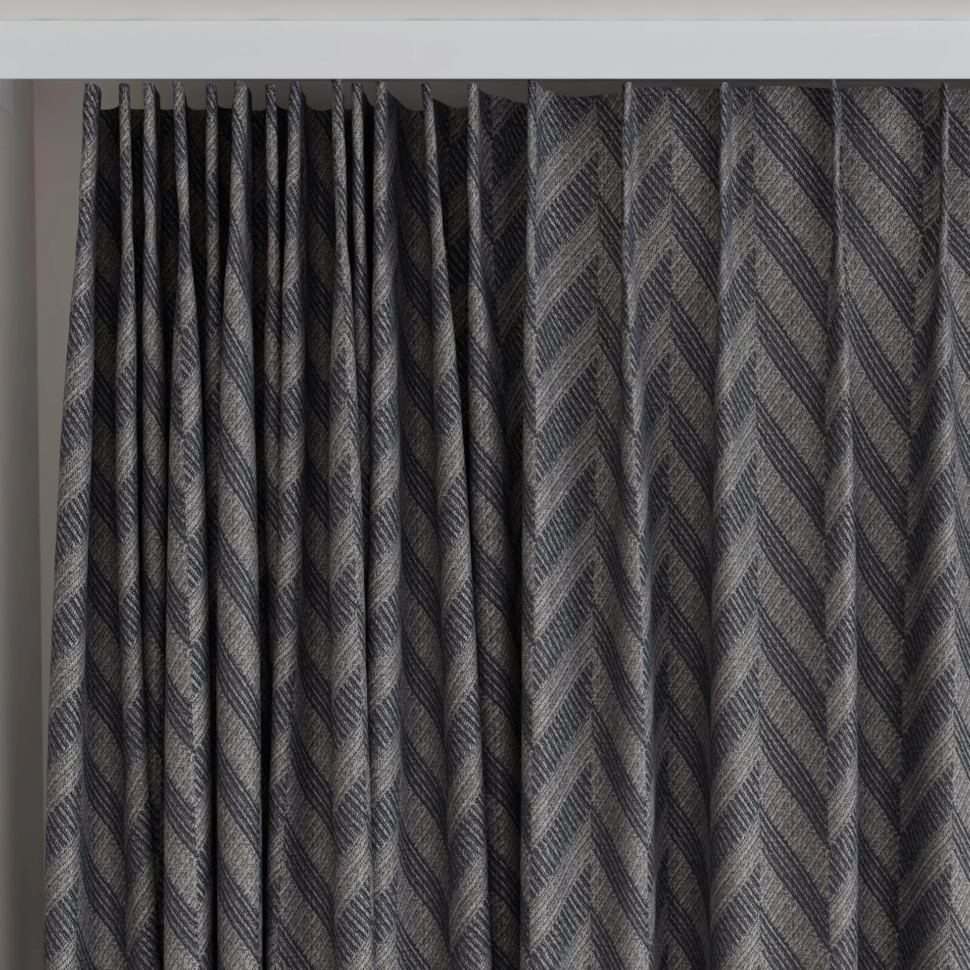 Top view of Lupine Dice, on curtain rail