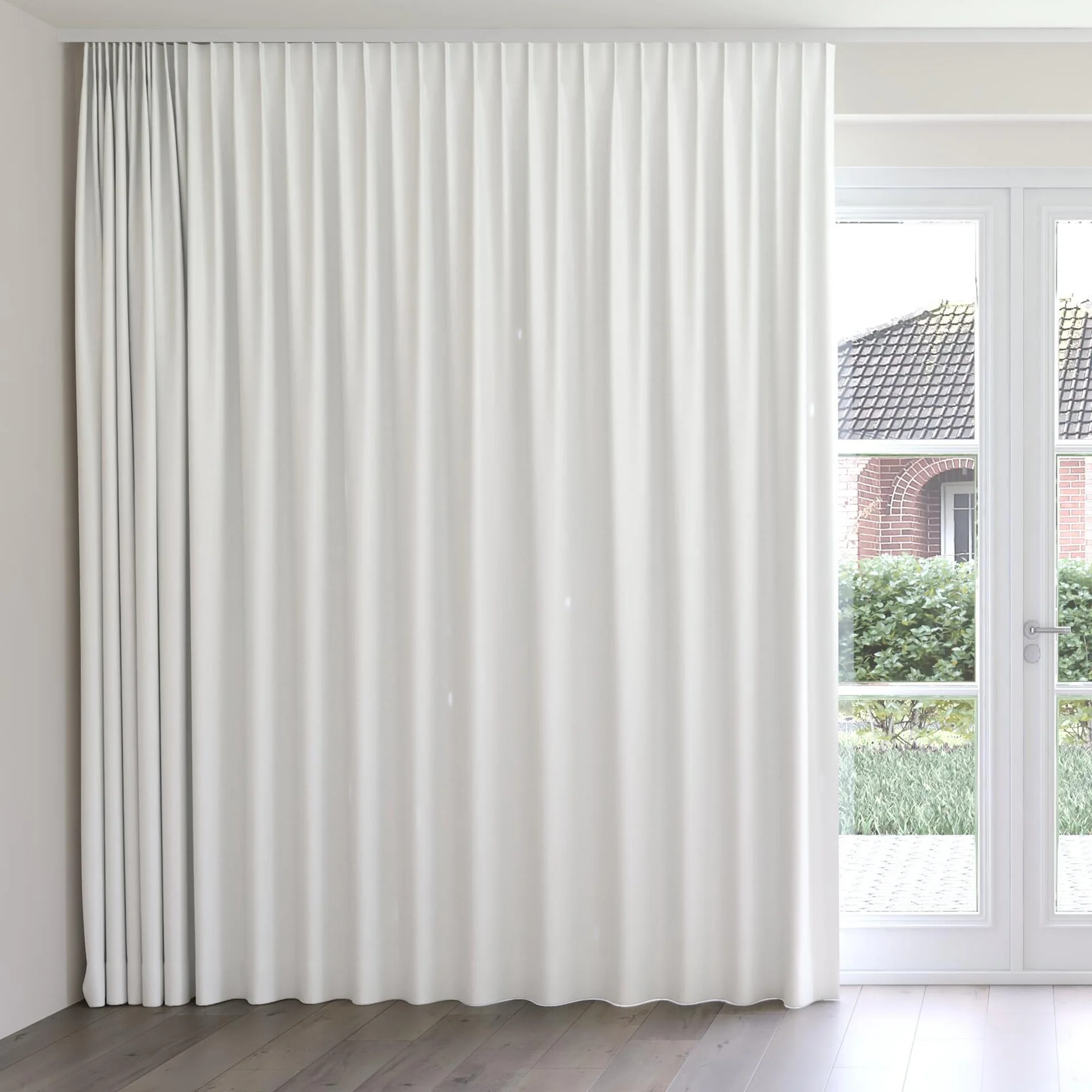 Front view of Colourwash Eco Sugar, on curtain rail
