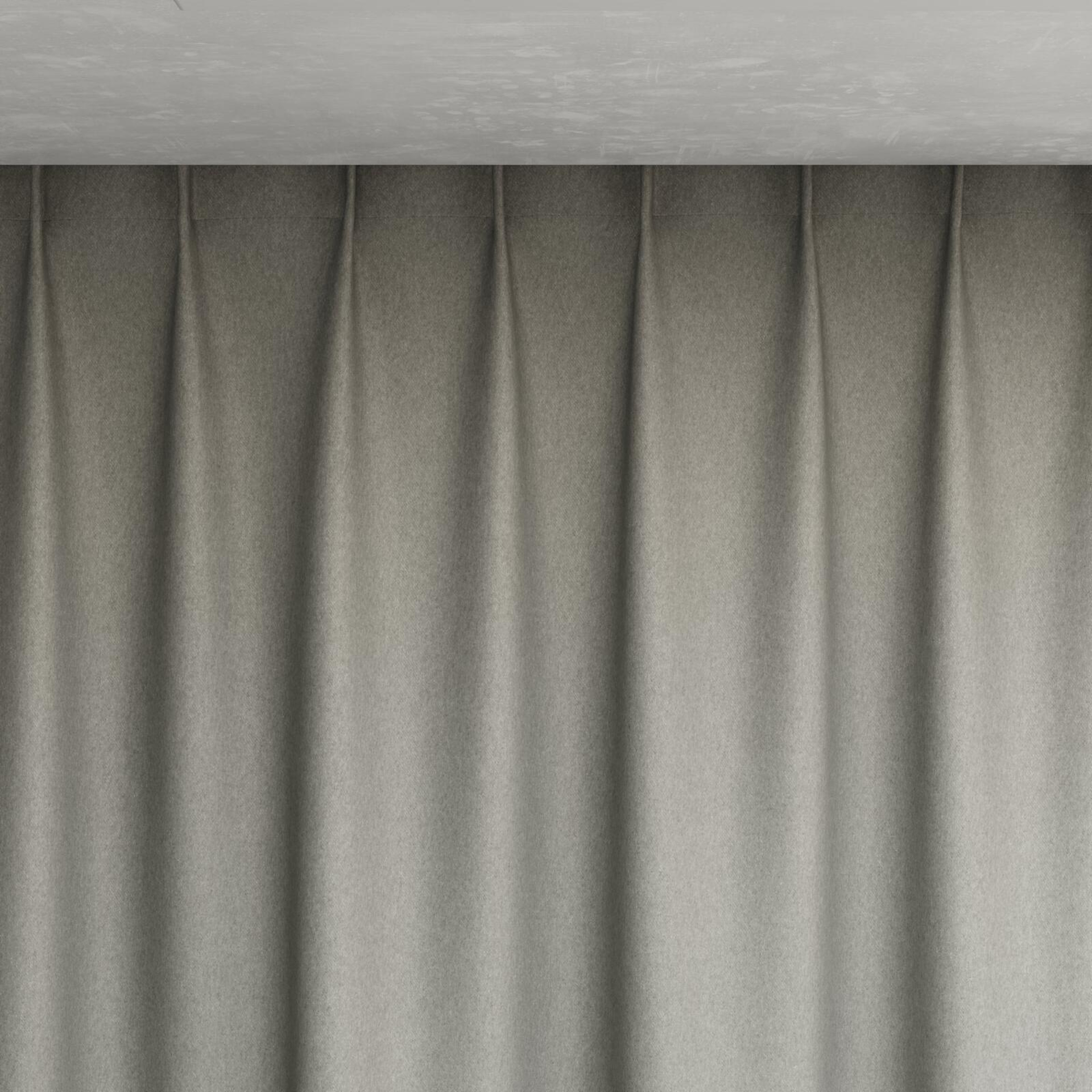 Top view of Woolly/Woolen Silver, pinch pleat