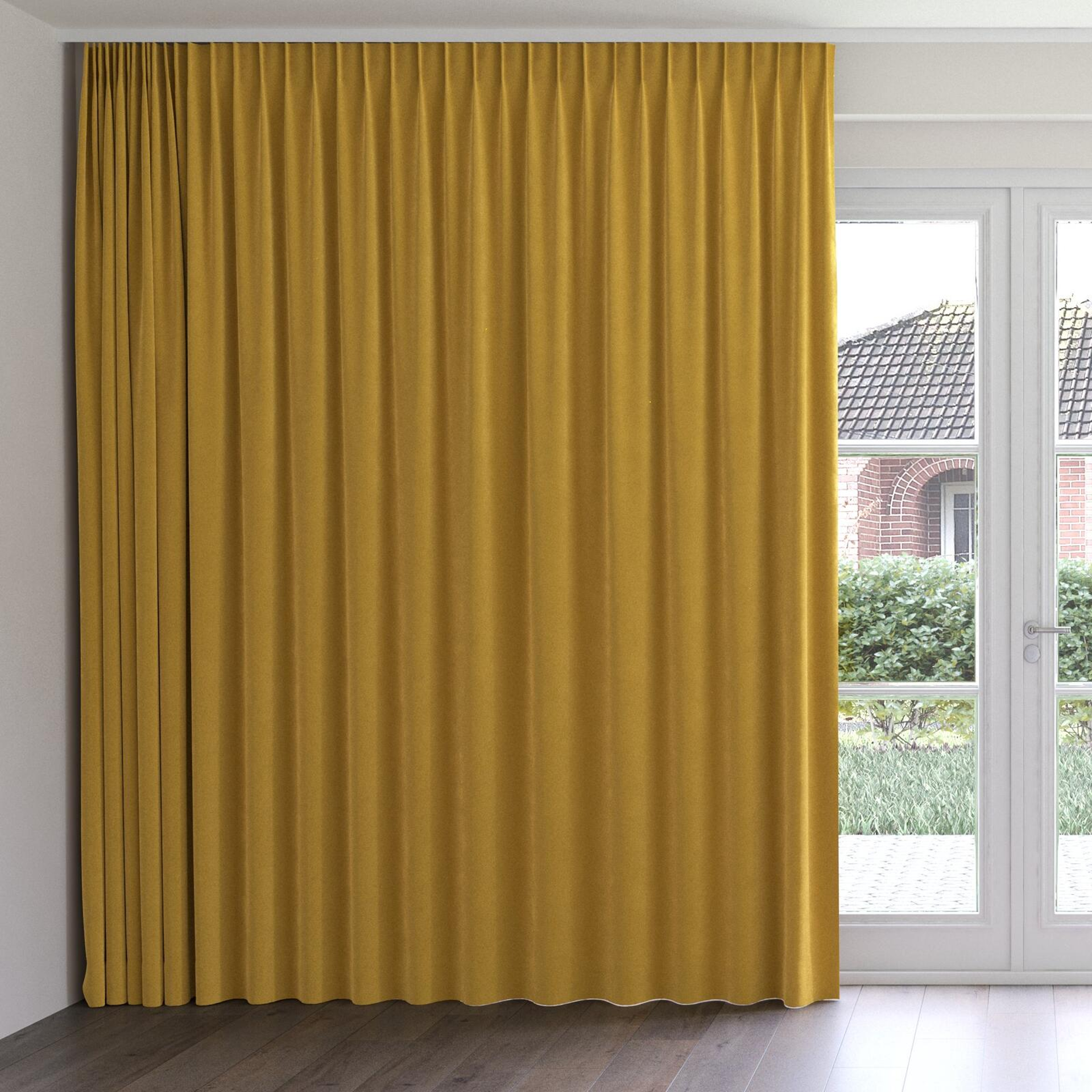 Front view of Moon Gold, on curtain rail
