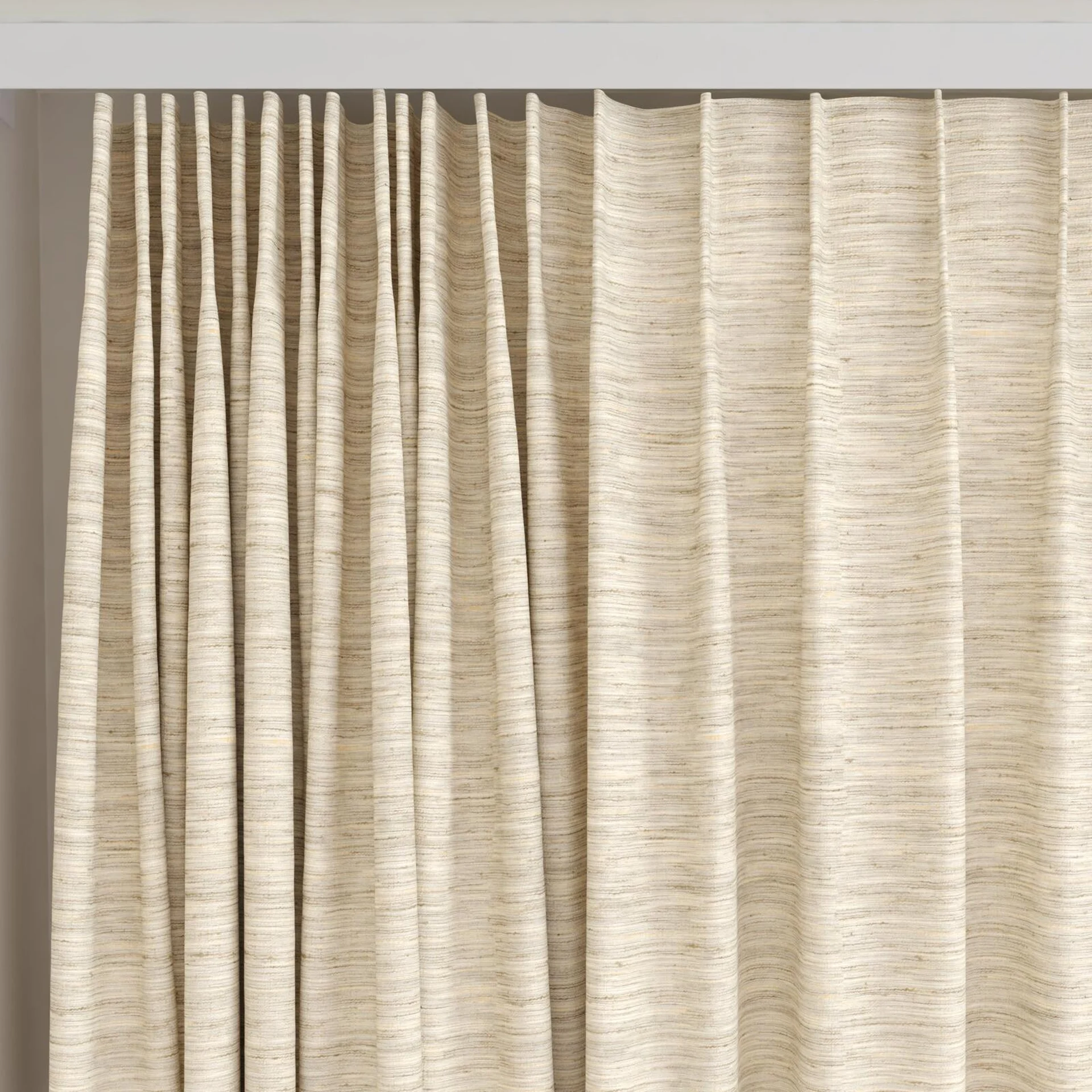 Top view of Venus Angora, on curtain rail