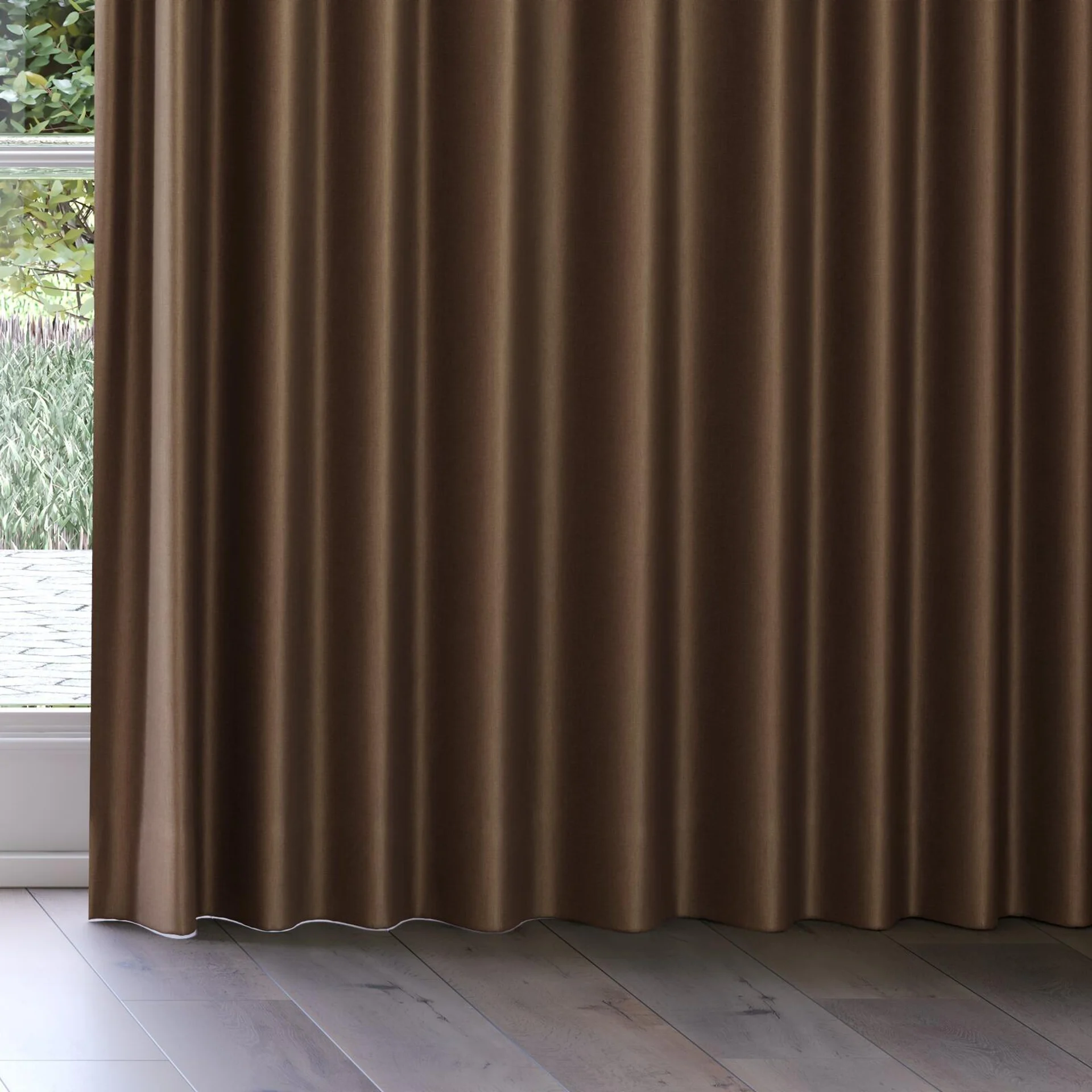 Bottom view of Matrix Maroon, on curtain rail