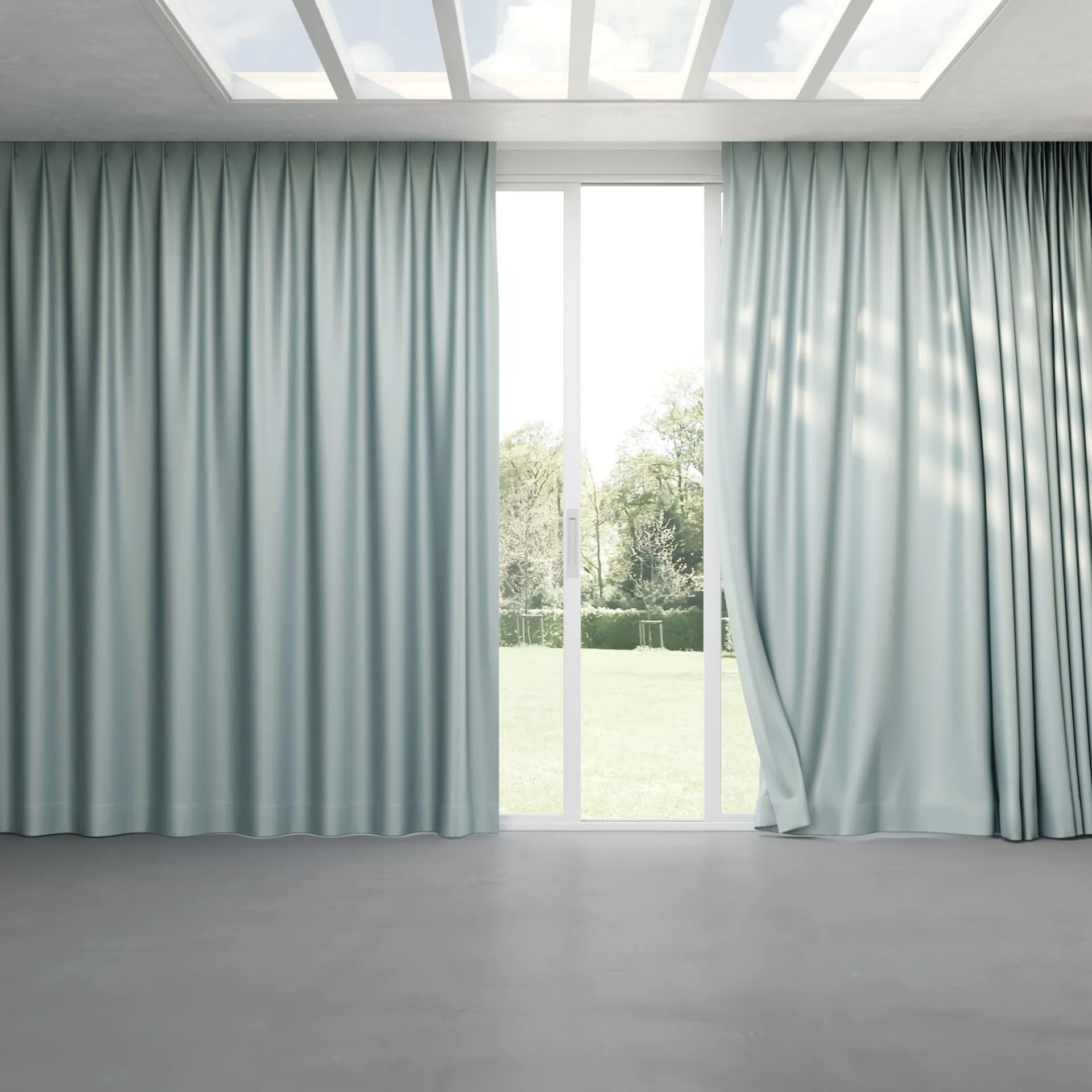 Full view of Stallion 2 UC Mineral, pinch pleat