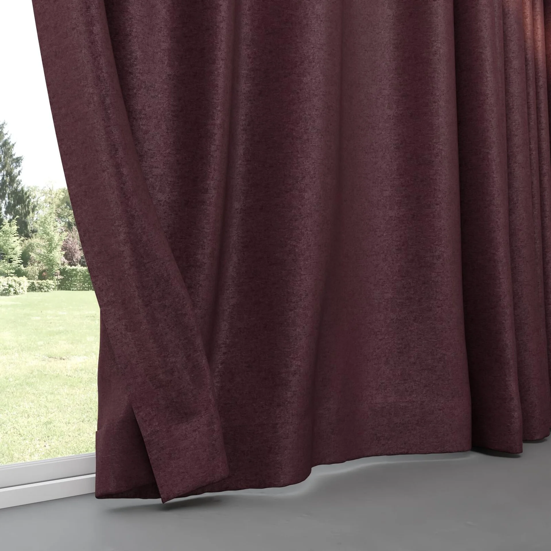 Bottom view of Drama Purple, pinch pleat