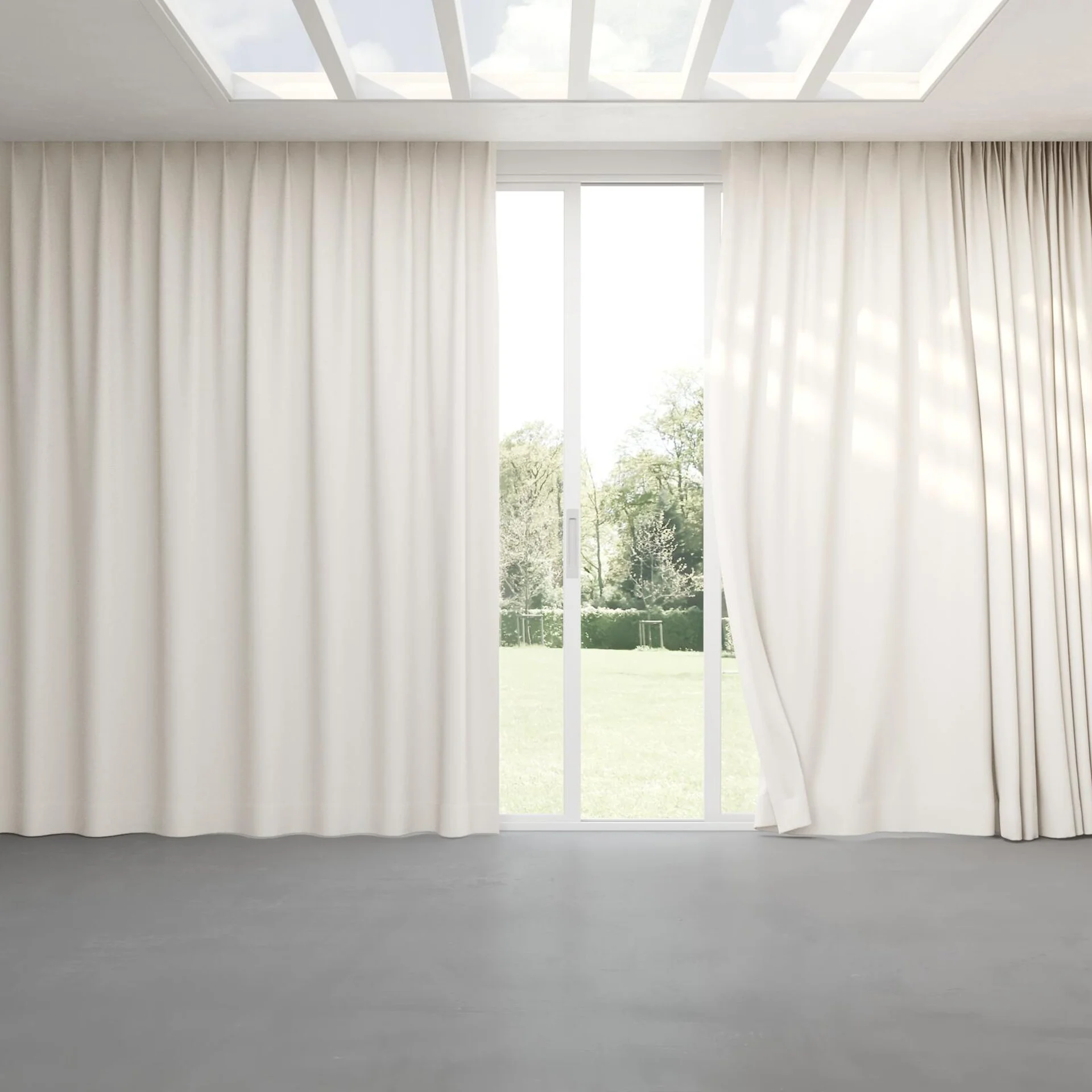 Full view of Yugen Sand, pinch pleat