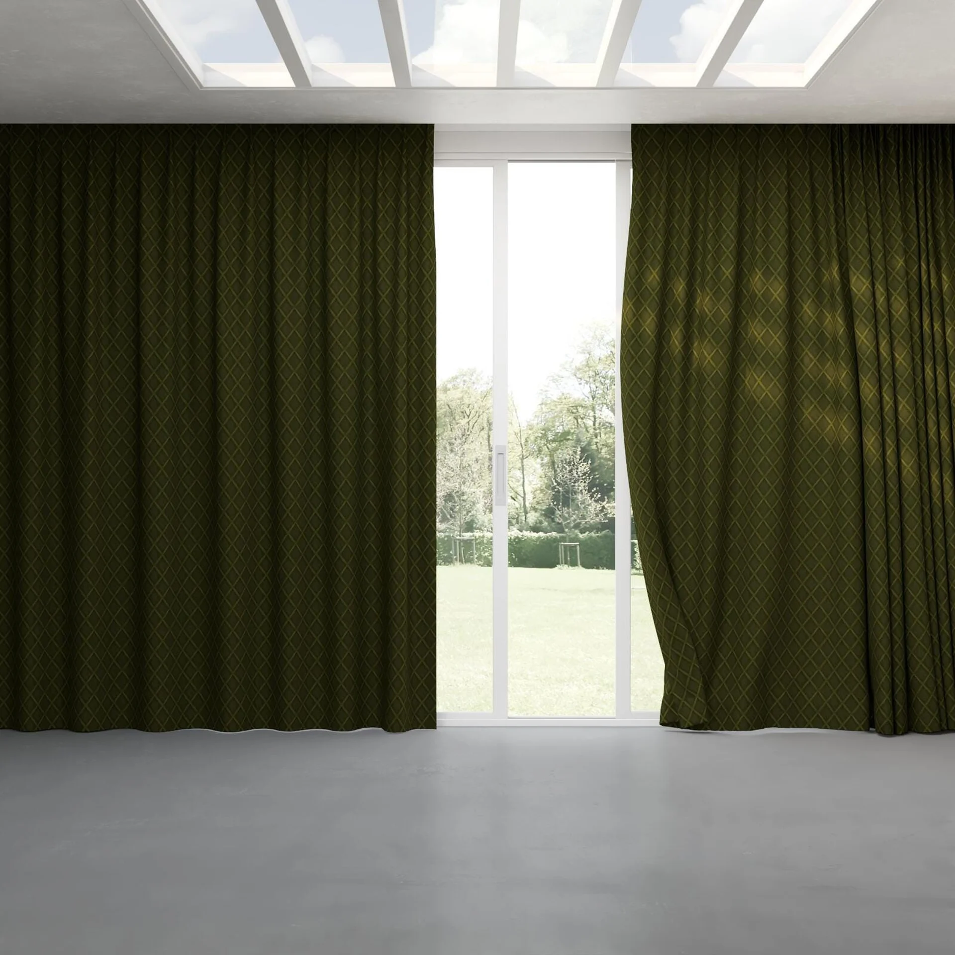 Full view of Pantheon Chive, pinch pleat