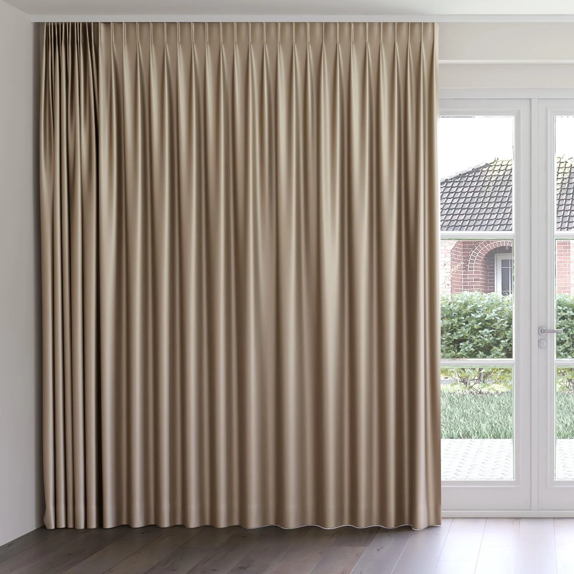 Front view of Moonbeam Crockery, on curtain rail