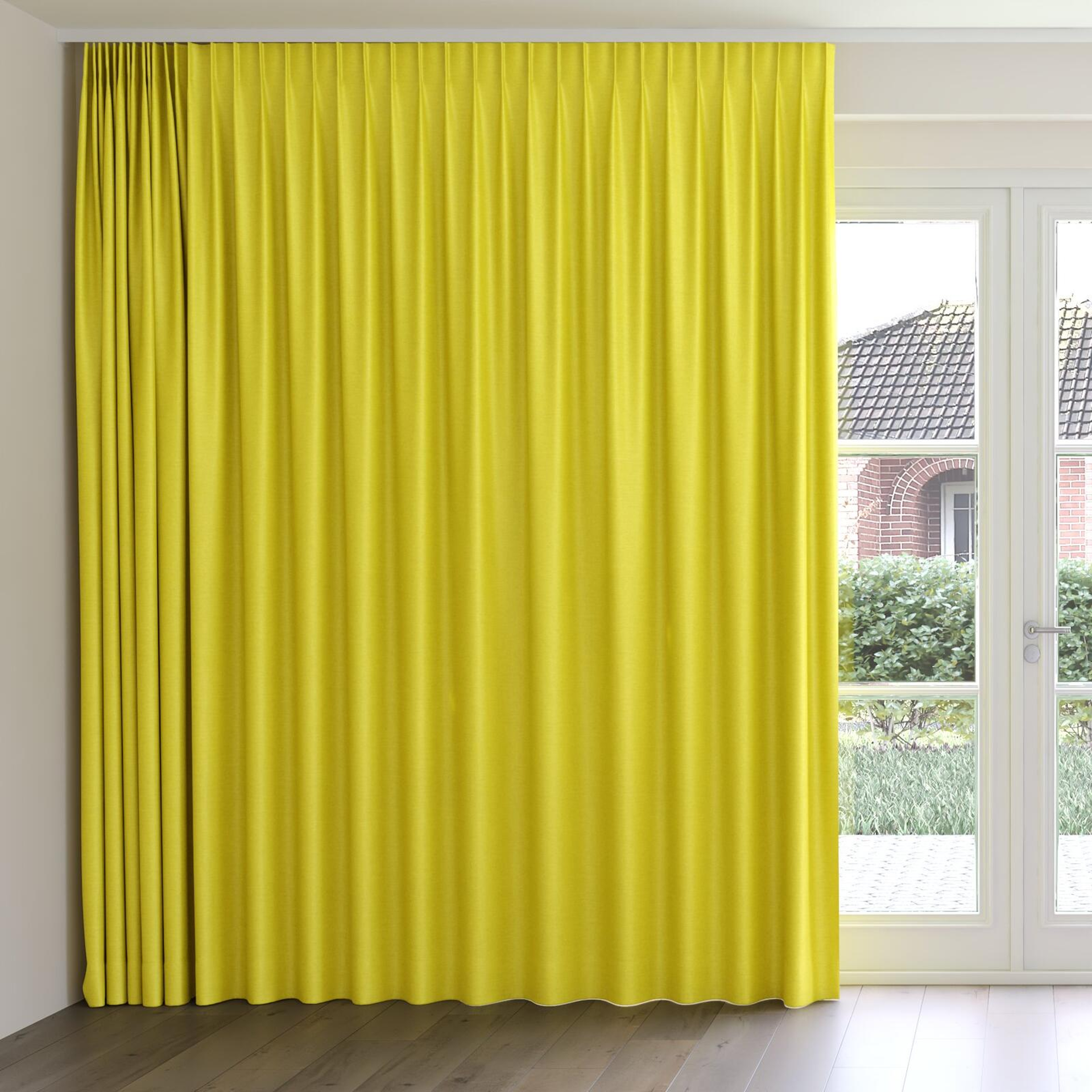 Front view of Provence Sulphur, on curtain rail