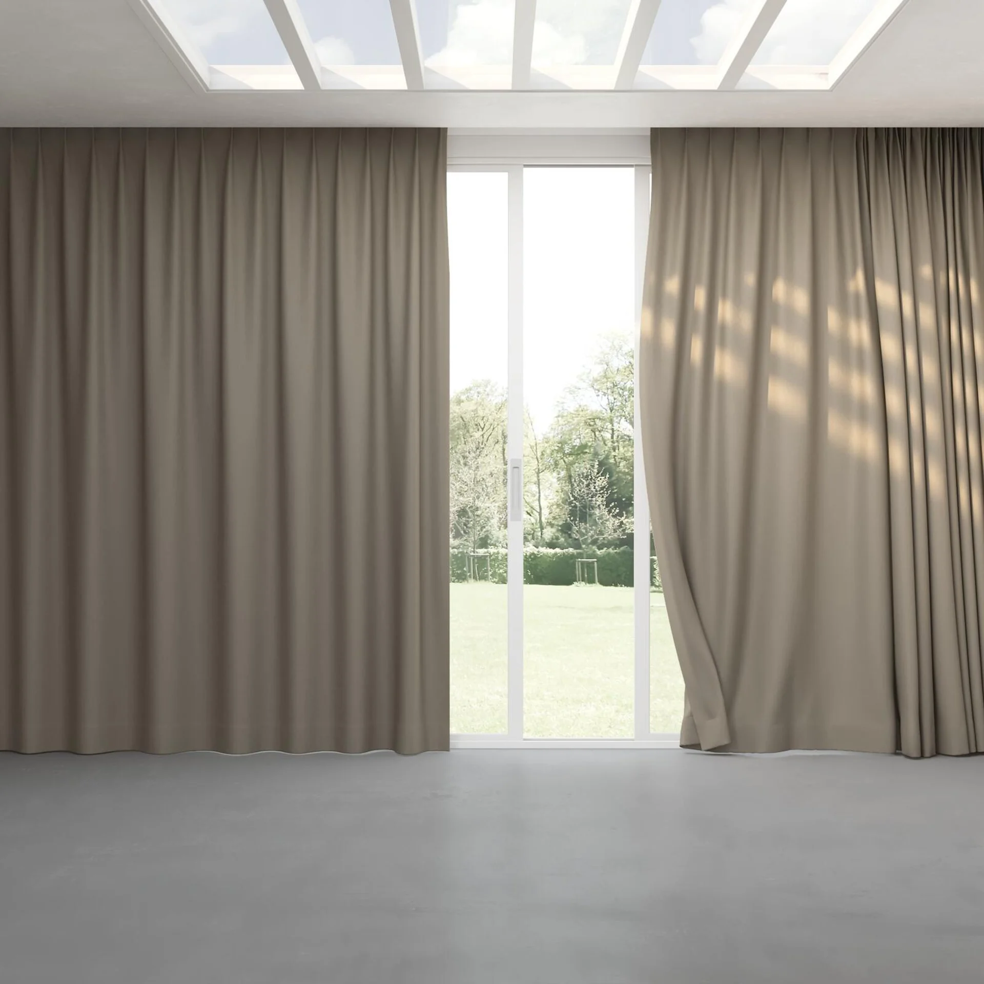 Full view of Eternal Jute, pinch pleat