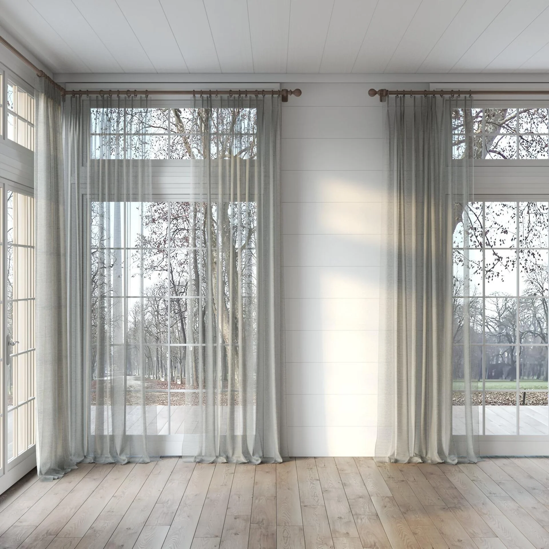 Full view of Radiant Dice, puddled, on curtain rod