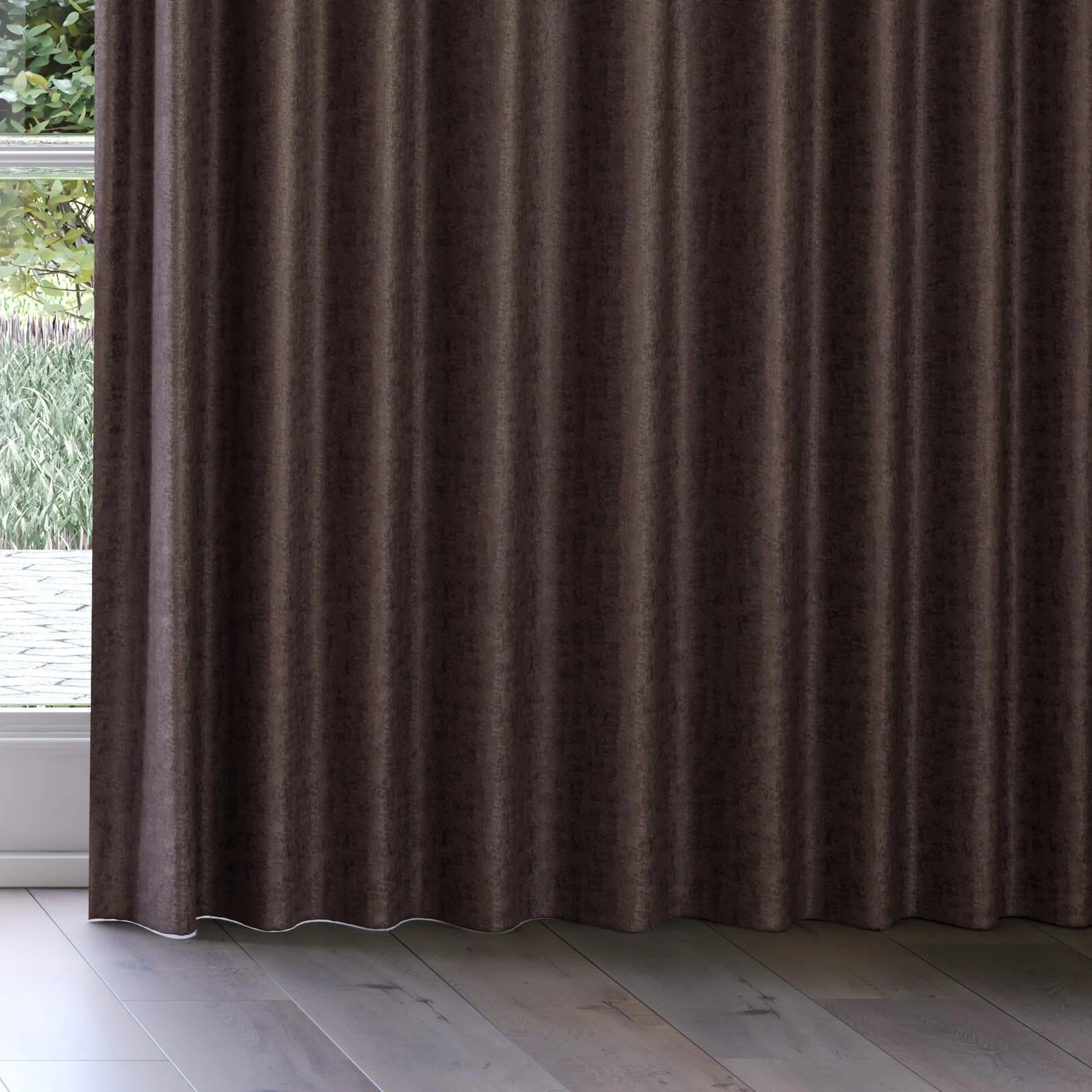 Bottom view of Hug Truffle, on curtain rail