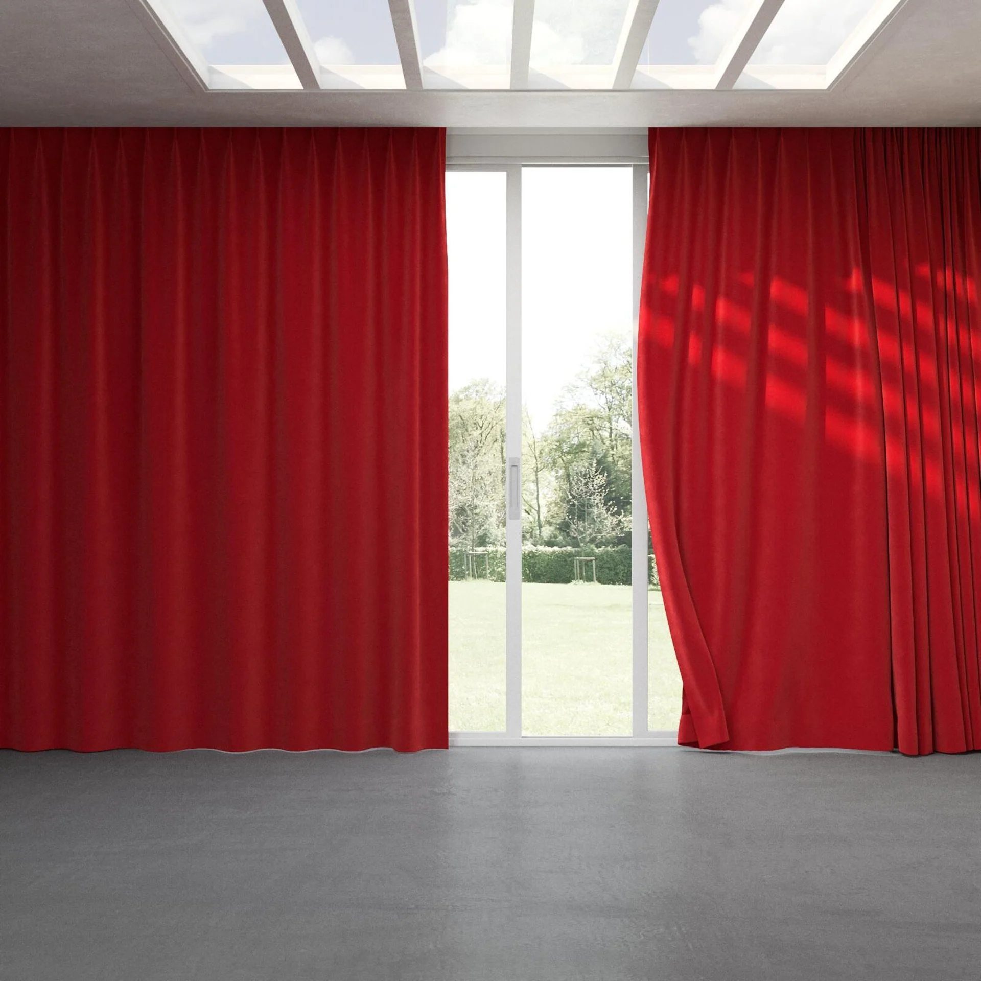 Full view of Verbier Scarlet, pinch pleat