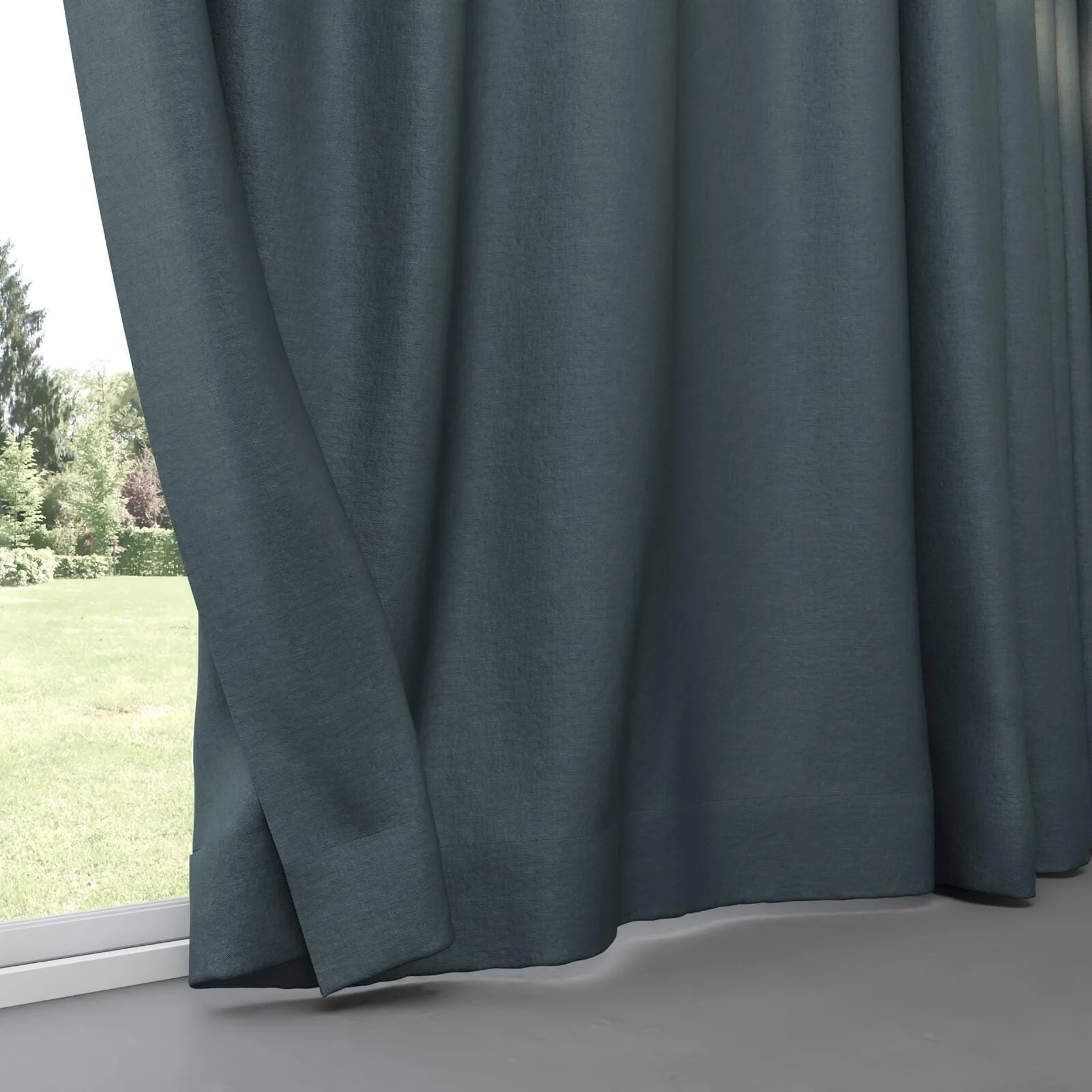 Bottom view of Eternal Petrol, pinch pleat
