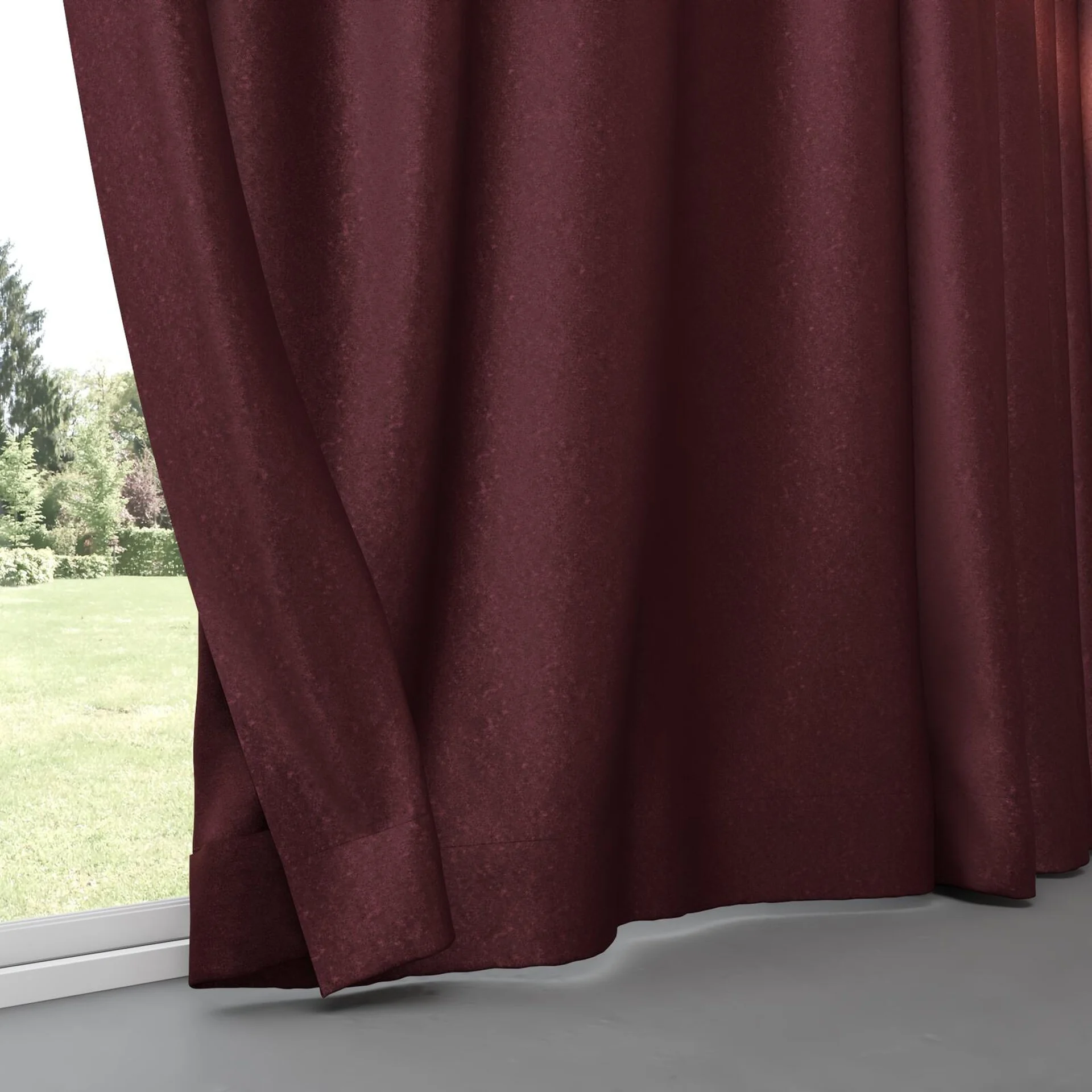 Bottom view of Recharge Burgundy, pinch pleat